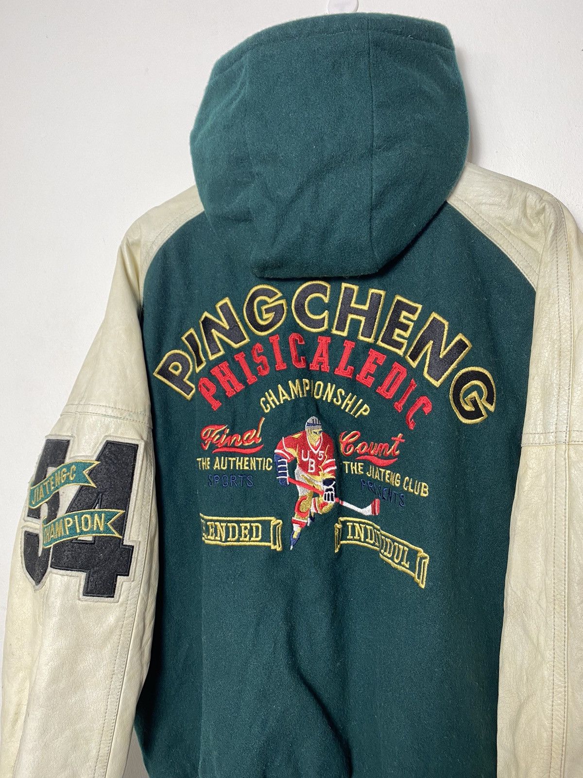 NFL × Vintage Vintage Ice Hockey Varsity Leather Jacket Size US L / EU 52-54 / 3 - 7 Thumbnail