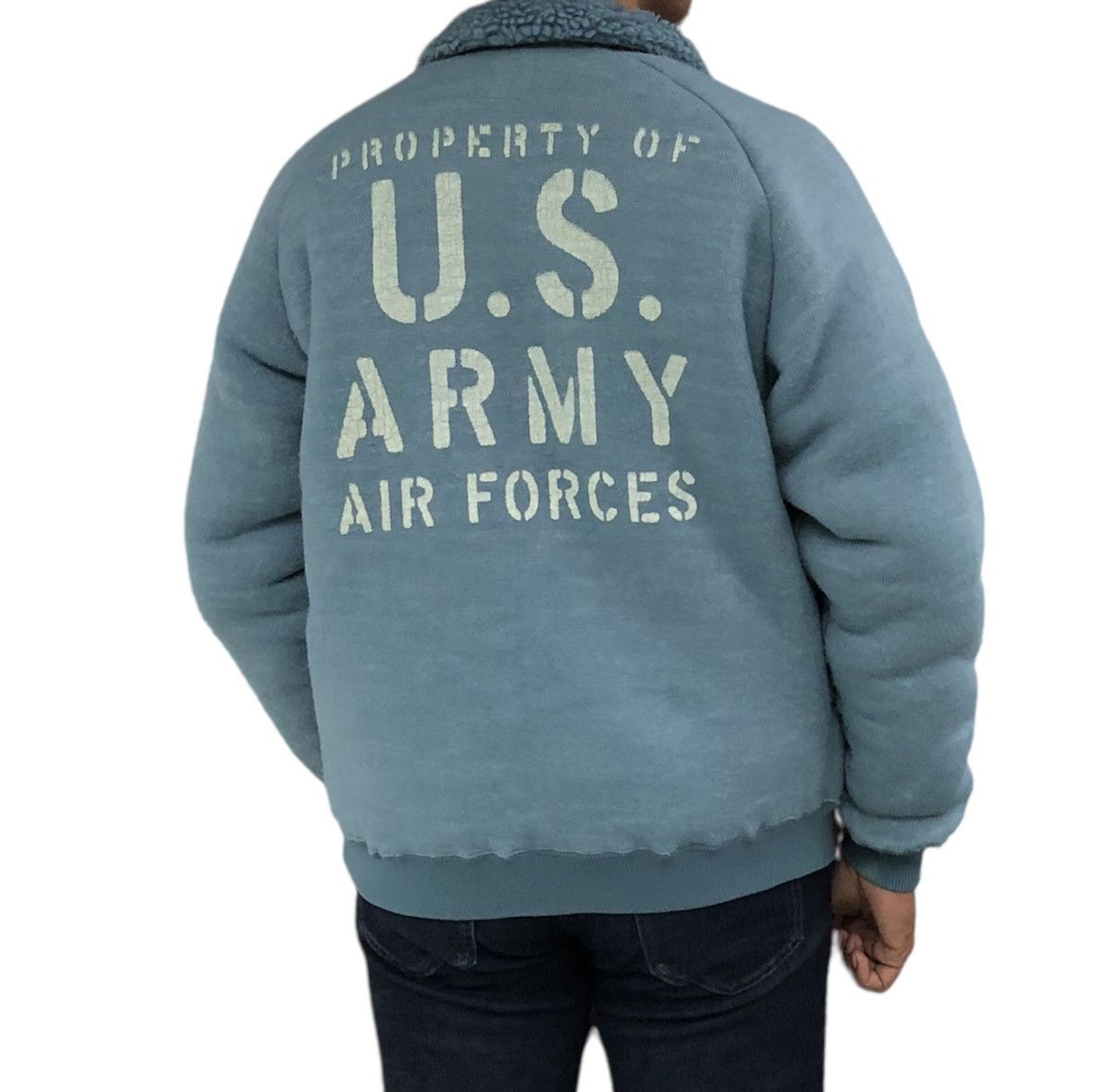 image of The Real Mccoys x Toys Mccoy VTG Toys Mccoy U.s. Army Air Force Fleece Zip Blouson Jacket in Green 