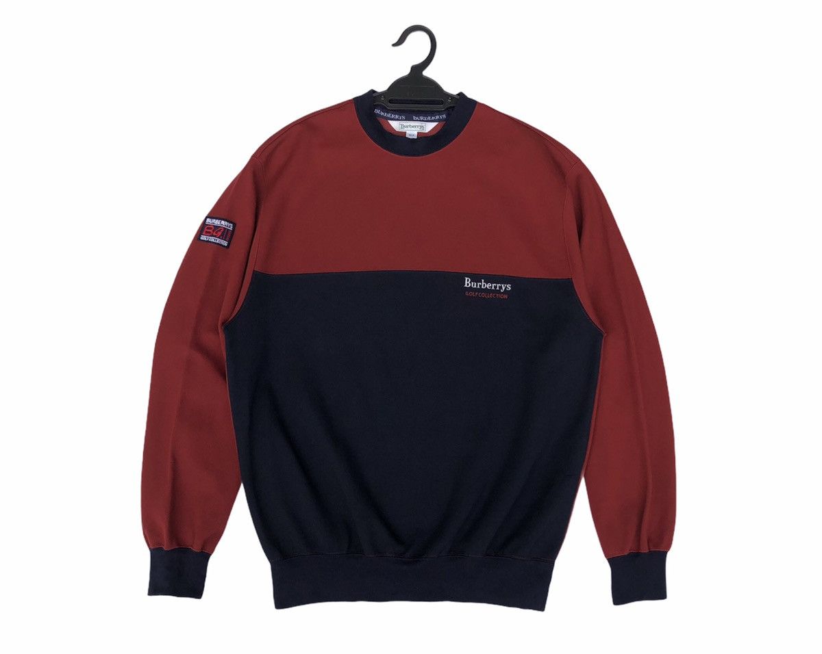 image of VTG Burberrys Golf Collection Sweatshirt Embroidery Logo in Red Blue, Men's (Size Medium)