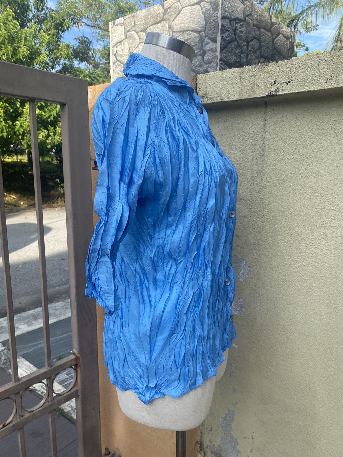 Issey Miyake blue button up Size L / US 10 / IT 46 - 4 Thumbnail