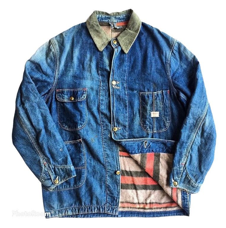 Vintage 50s Sears Hercules Blanket Lined Chore Jacket Denim
