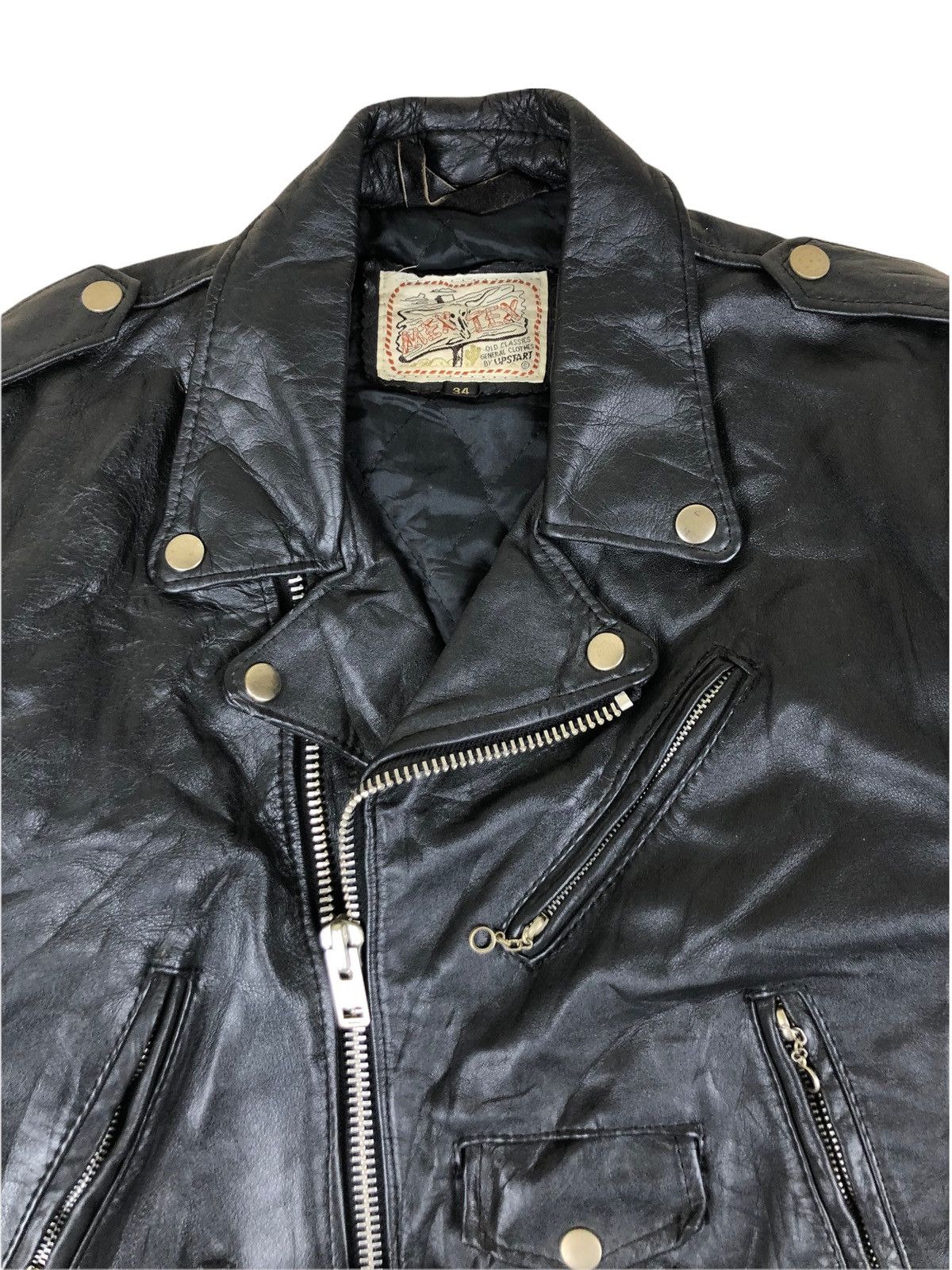 Vintage 1980s Mex Tex Classic Motorcycle Leather Biker Jacket Size US XS / EU 42 / 0 - 5 Thumbnail