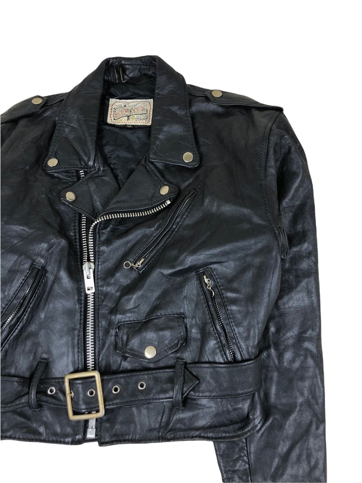 Vintage 1980s Mex Tex Classic Motorcycle Leather Biker Jacket Size US XS / EU 42 / 0 - 3 Thumbnail
