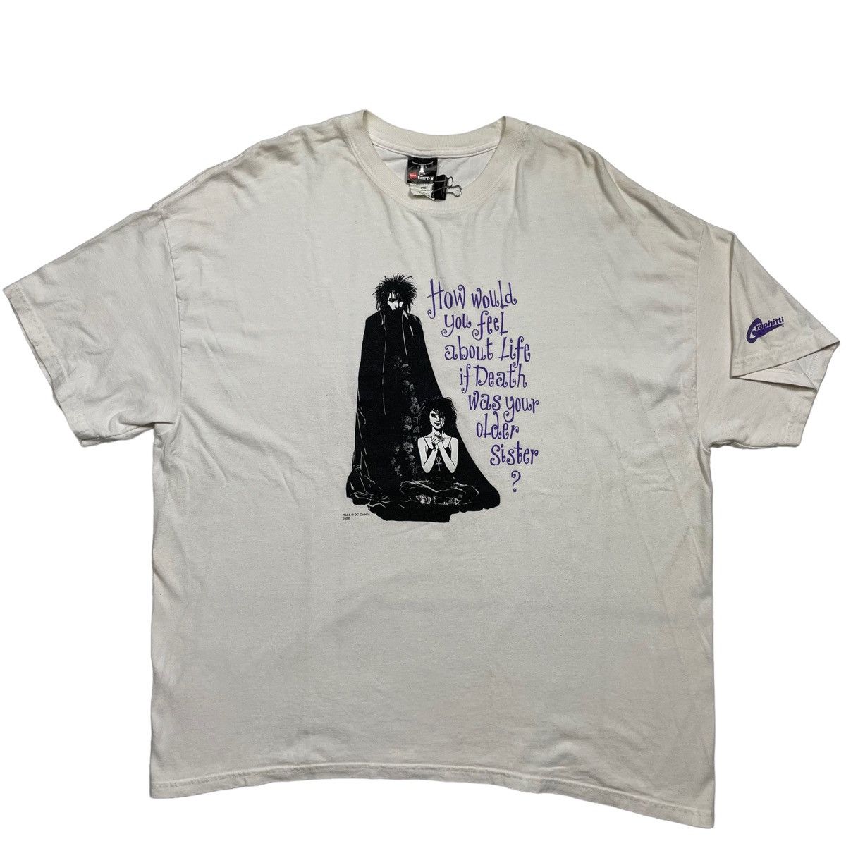 image of Vintage Sandman Dream & Death Dc Comics Vertigo Shirt Goth in White, Men's (Size 2XL)