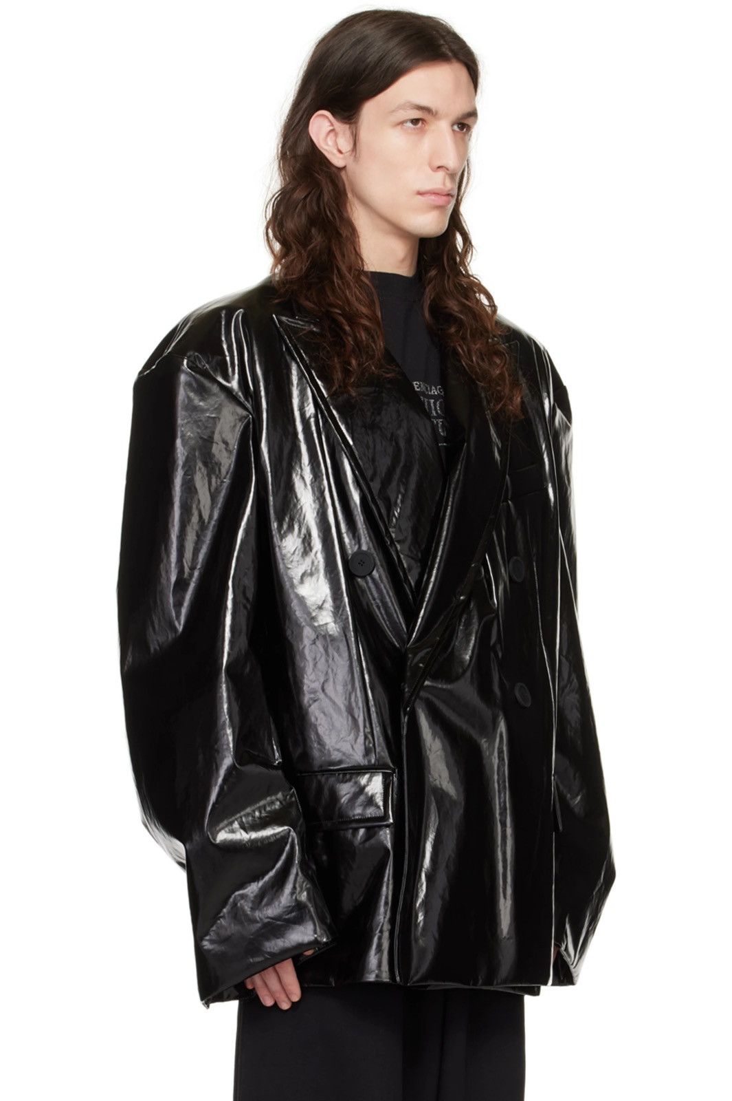 Balenciaga Balenciaga Black Crinkled Blazer Size US M / EU 48-50 / 2 - 8 Thumbnail