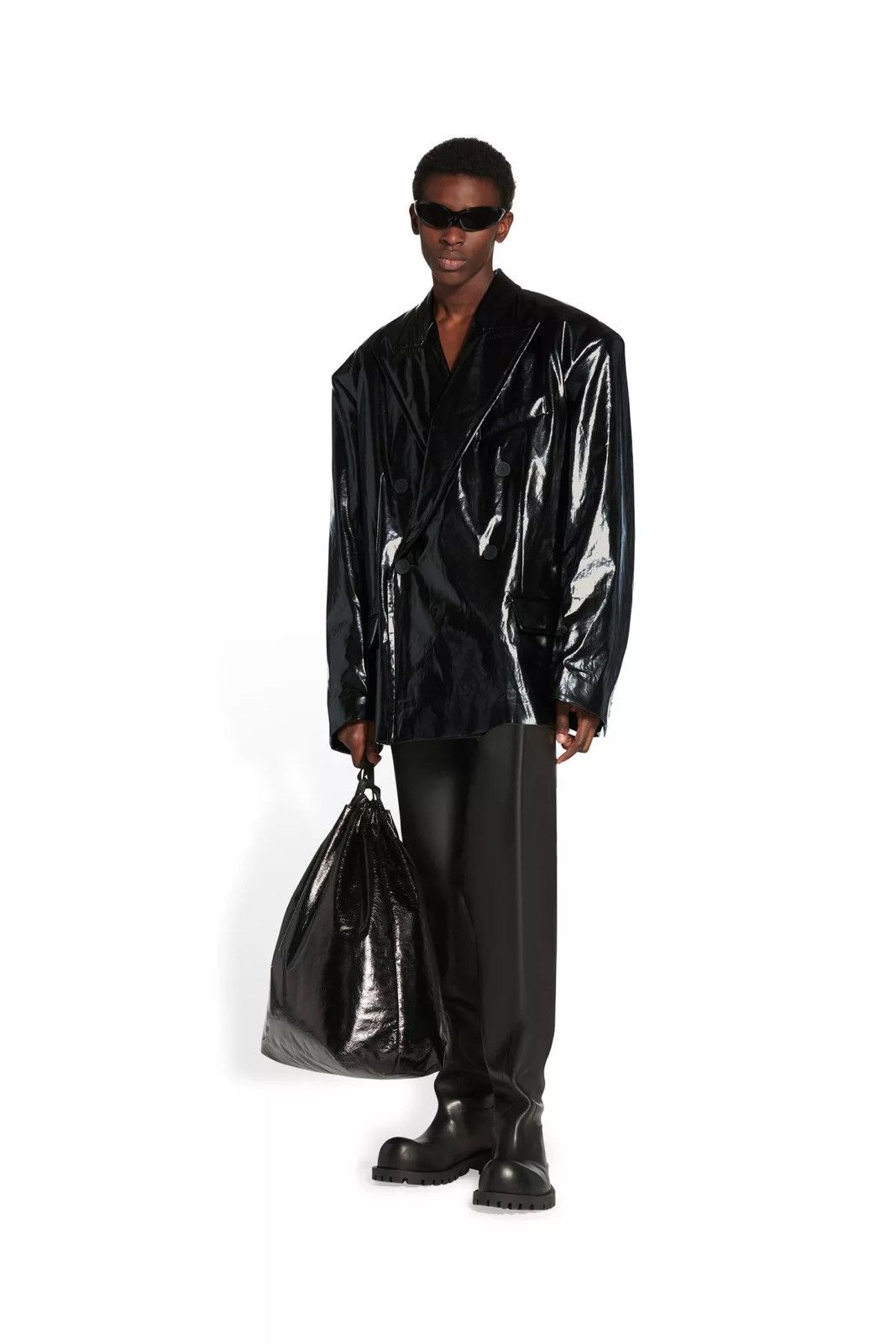 Balenciaga Balenciaga Black Crinkled Blazer Size US M / EU 48-50 / 2 - 4 Thumbnail