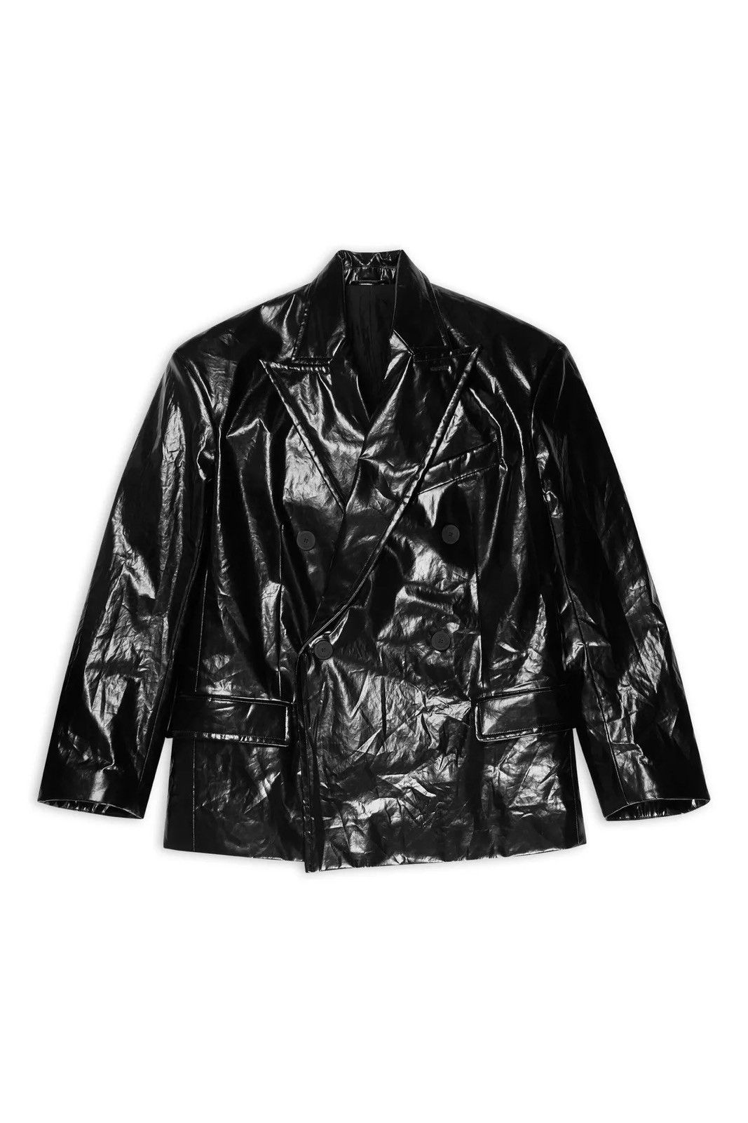 Balenciaga Balenciaga Black Crinkled Blazer Size US M / EU 48-50 / 2 - 2 Thumbnail