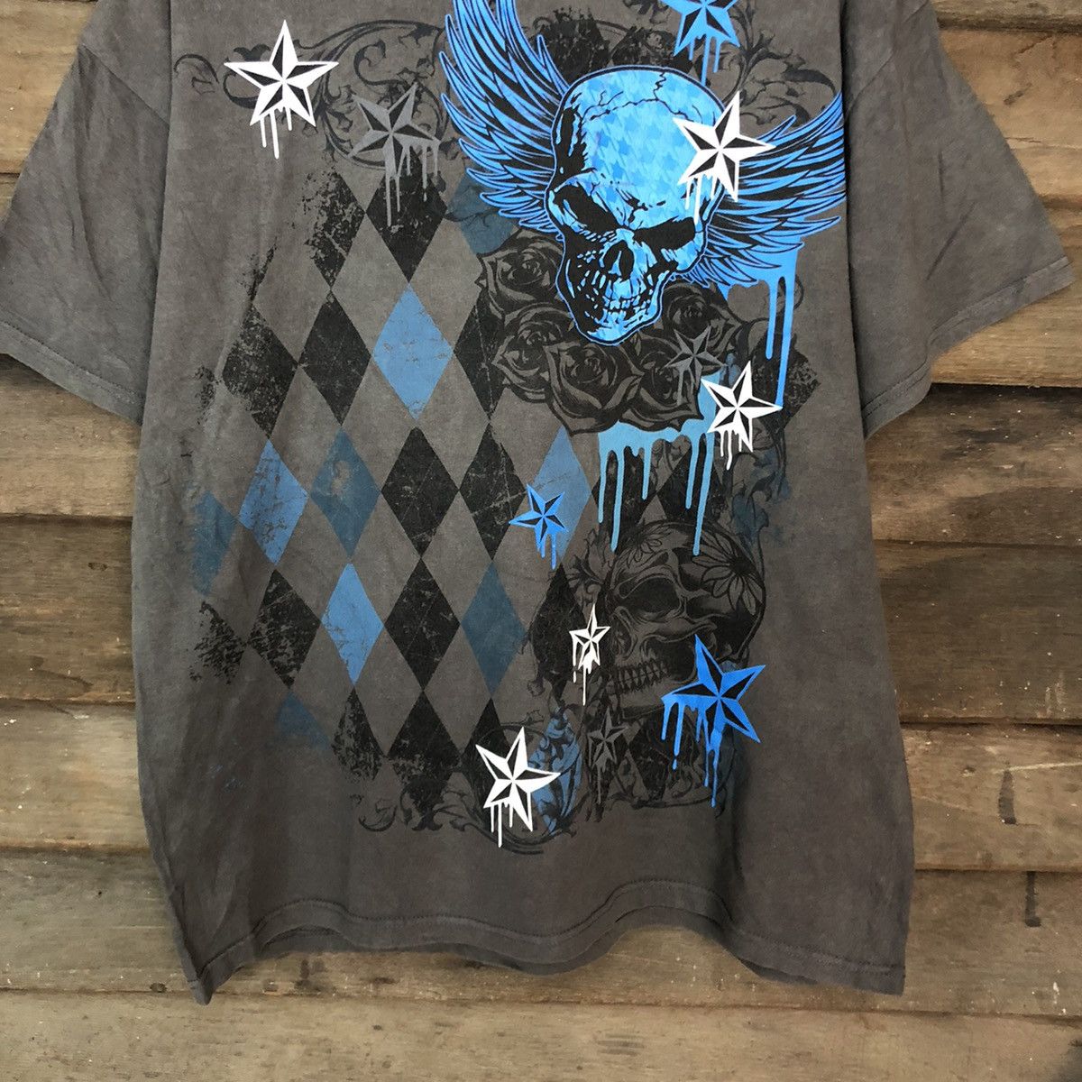Japanese Brand × Seditionaries Skull gratify Delta Grey Short Sleeve Shirt #3521 Size US L / EU 52-54 / 3 - 6 Thumbnail