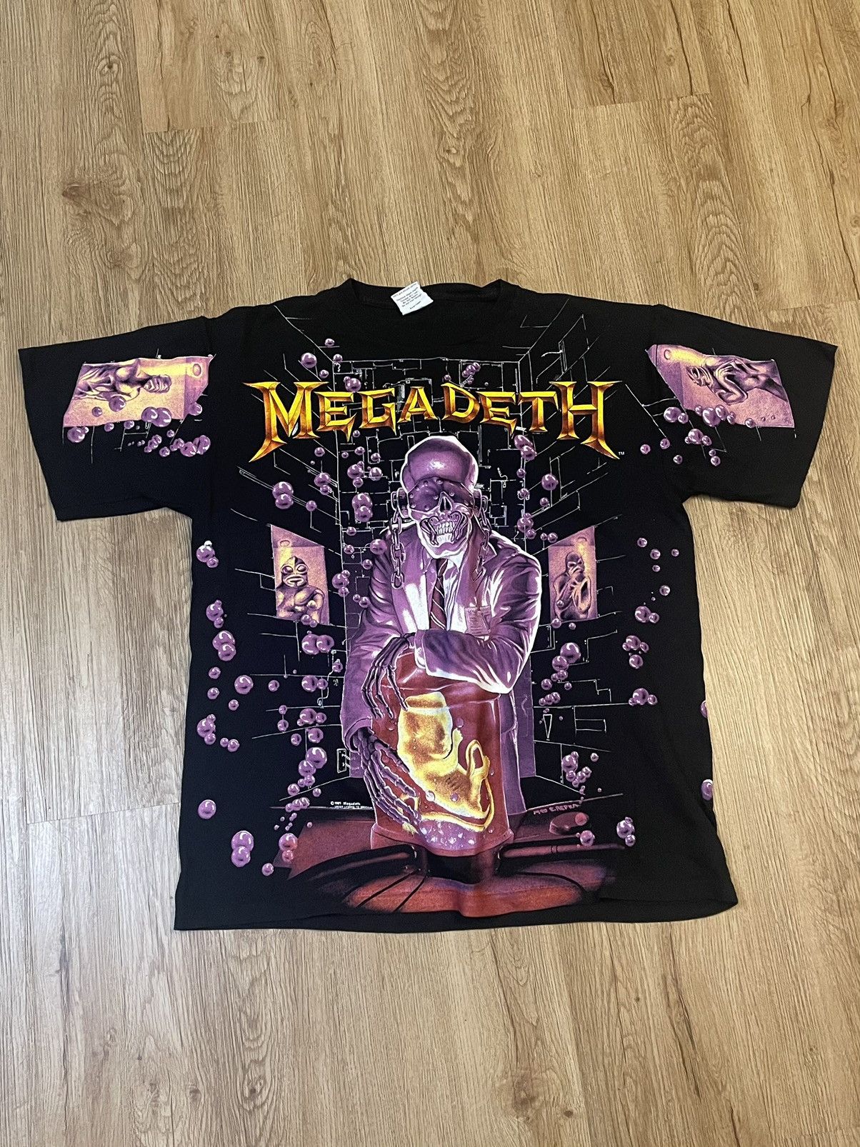 image of Wild Oats Megadeth All Over Print Shirt in Black, Men's (Size XL)