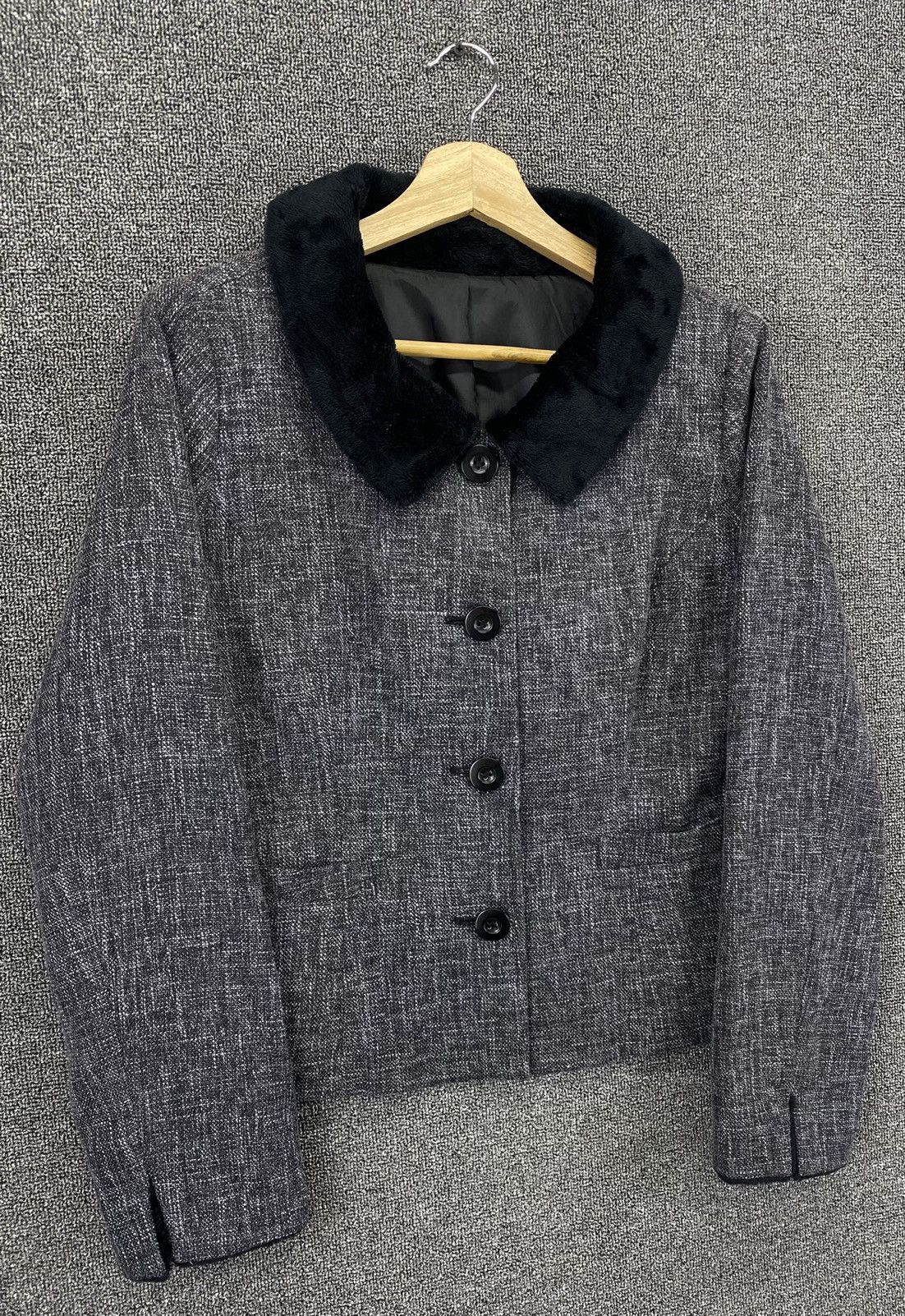 Japanese Brand Vintage Sans Fin Nice Fur Cardigan Cropped Tweed Jacket Size M / US 6-8 / IT 42-44 - 2 Thumbnail