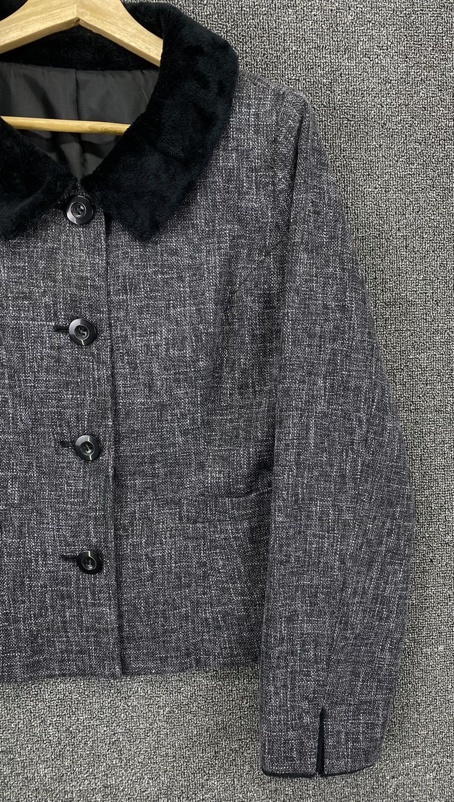 Japanese Brand Vintage Sans Fin Nice Fur Cardigan Cropped Tweed Jacket Size M / US 6-8 / IT 42-44 - 5 Thumbnail