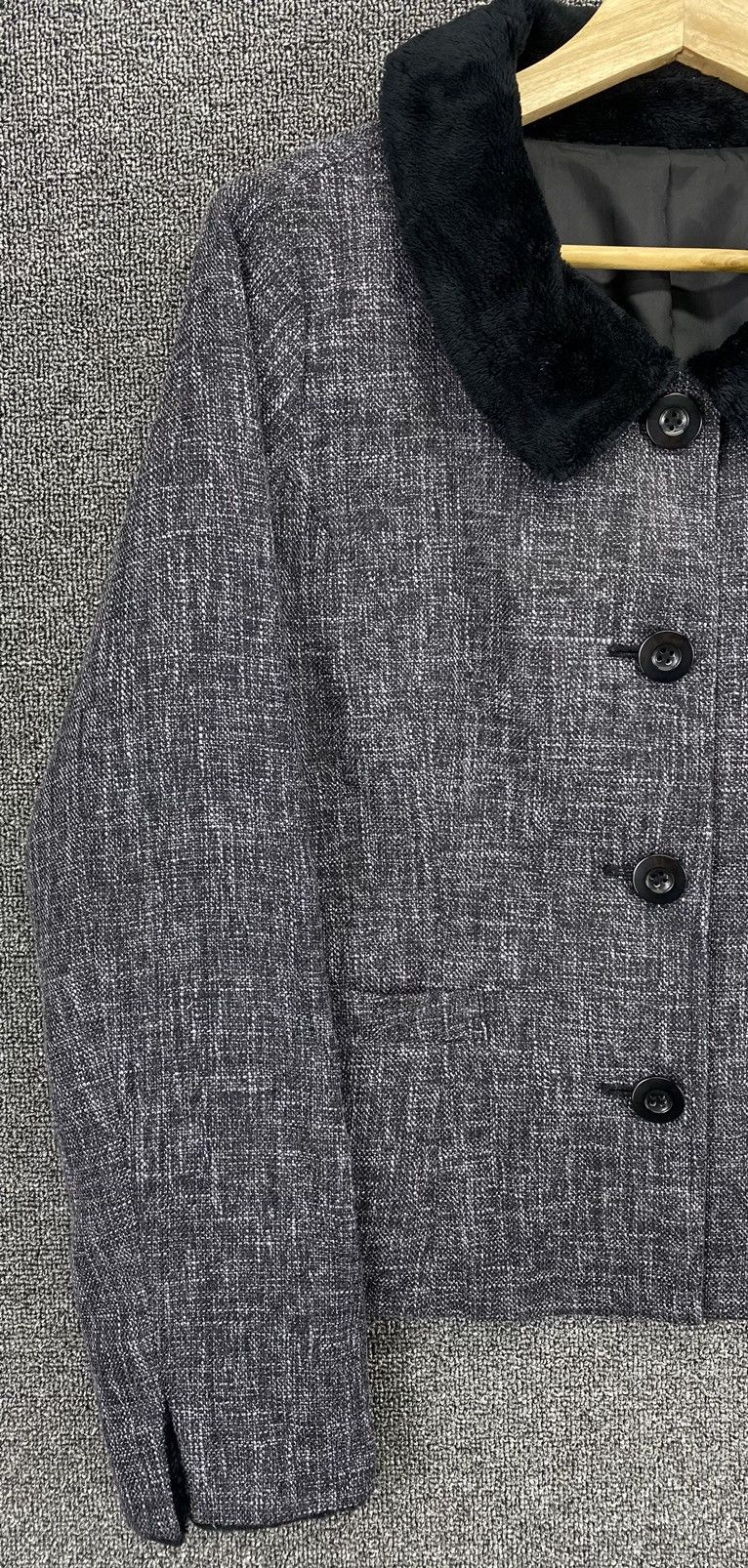 Japanese Brand Vintage Sans Fin Nice Fur Cardigan Cropped Tweed Jacket Size M / US 6-8 / IT 42-44 - 4 Thumbnail