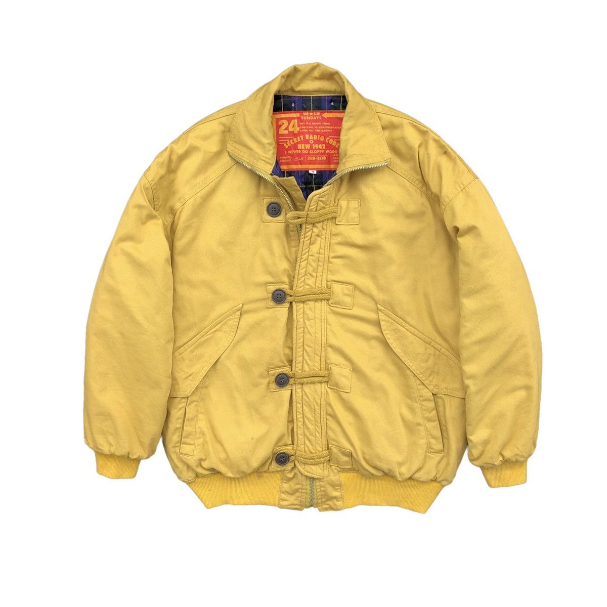 Japanese Brand Vintage Secret Radio. Code Lined Quilted Bomber Jacket Size US M / EU 48-50 / 2 - 3 Thumbnail