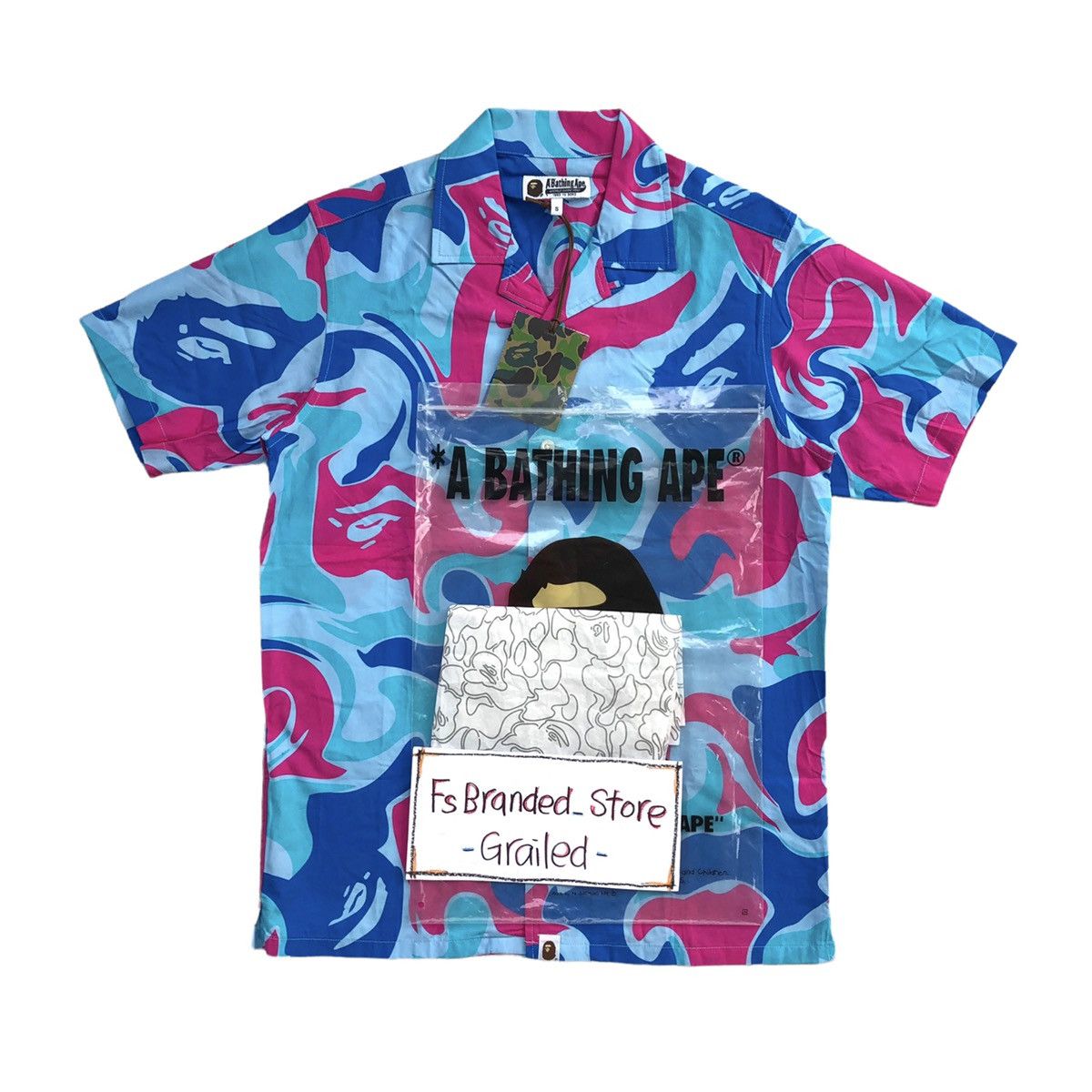 Bape MARBLE CAMO OPEN COLLAR S/S SHIRT Size US S / EU 44-46 / 1 - 3 Thumbnail