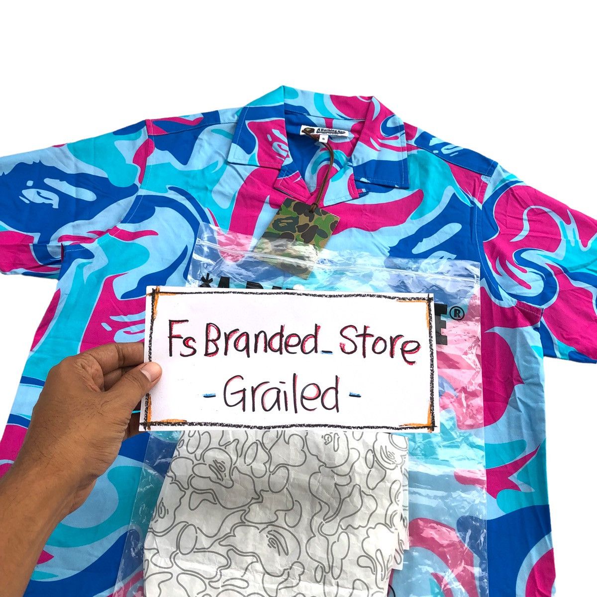 Bape MARBLE CAMO OPEN COLLAR S/S SHIRT Size US S / EU 44-46 / 1 - 7 Thumbnail
