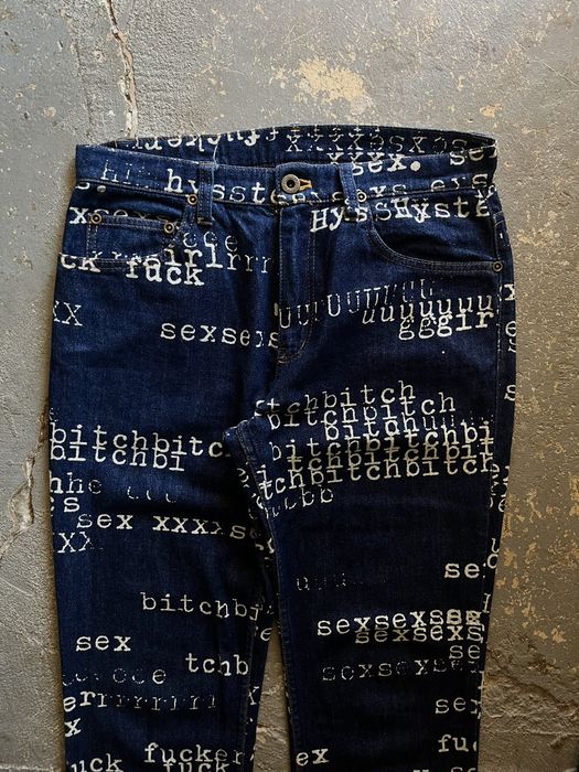 Hysteric Glamour SS99 Sex Fuck “Typewriter” Flared Jeans | Grailed