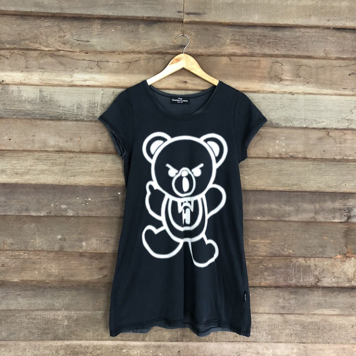 Hysteric Glamour DLL Hystric Glamour teddy fuck Black Short Sleeve #c1193DL Size S / US 4 / IT 40 - 3 Thumbnail