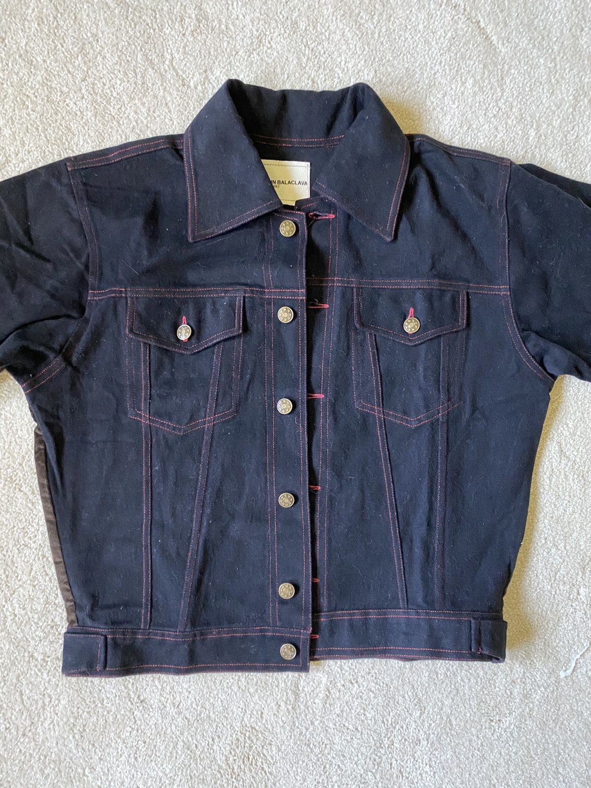 Youths In Balaclava Black denim jacket with corduroy insert Size US M / EU 48-50 / 2 - 2 Thumbnail