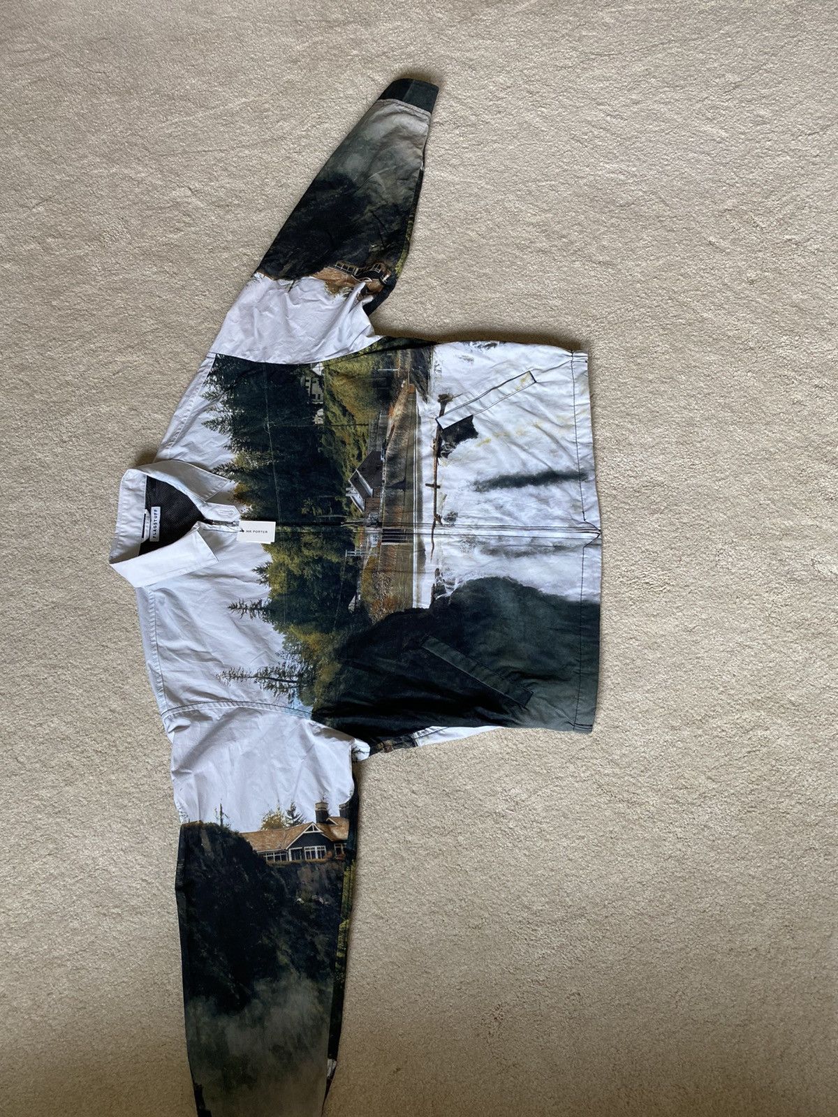 Flagstuff Village and waterfall printed cotton poplin jacket Size US M / EU 48-50 / 2 - 3 Thumbnail