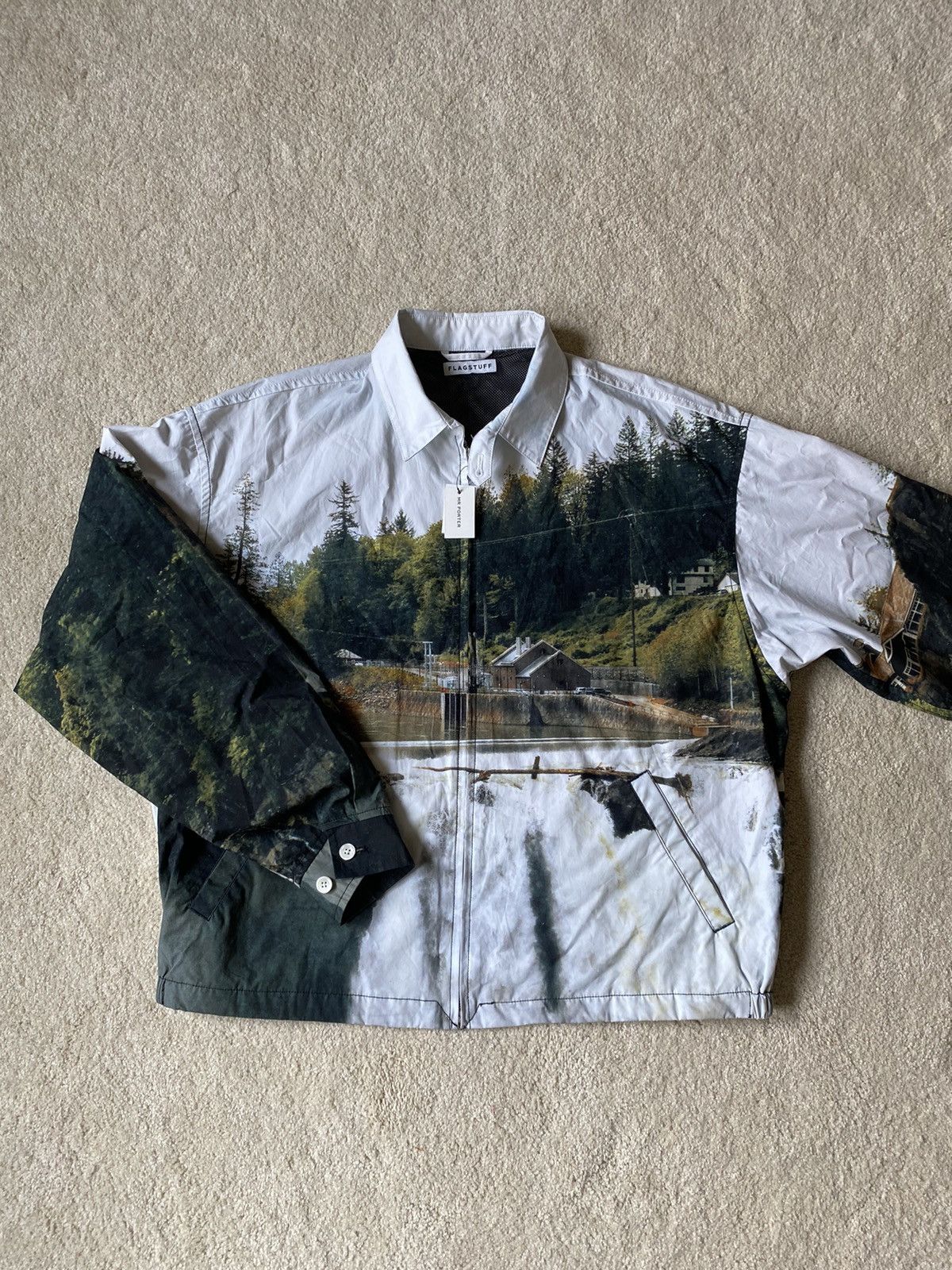Flagstuff Village and waterfall printed cotton poplin jacket Size US M / EU 48-50 / 2 - 2 Thumbnail