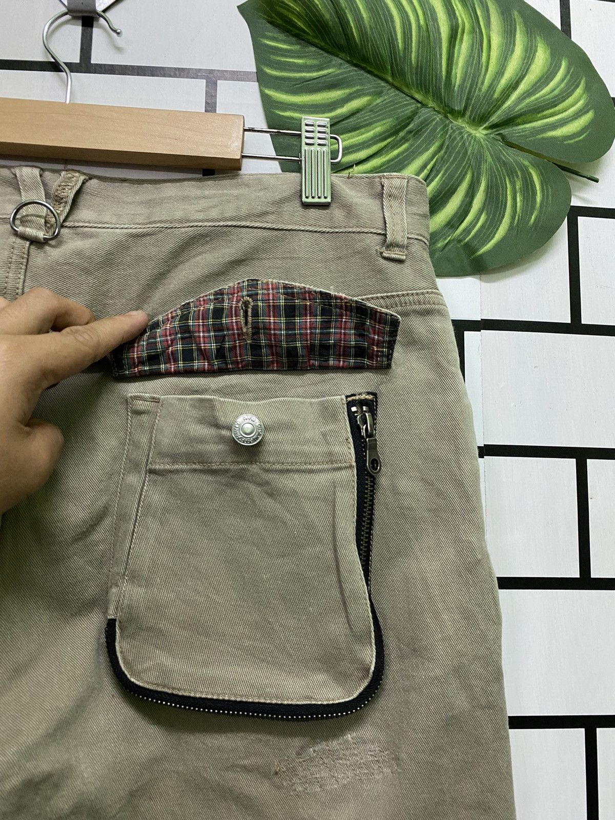 Japanese Brand × PPFM × Vintage Vintage PPFM J Curve Plaid Inside Leg Distressed Pants Size US 32 / EU 48 - 20 Thumbnail