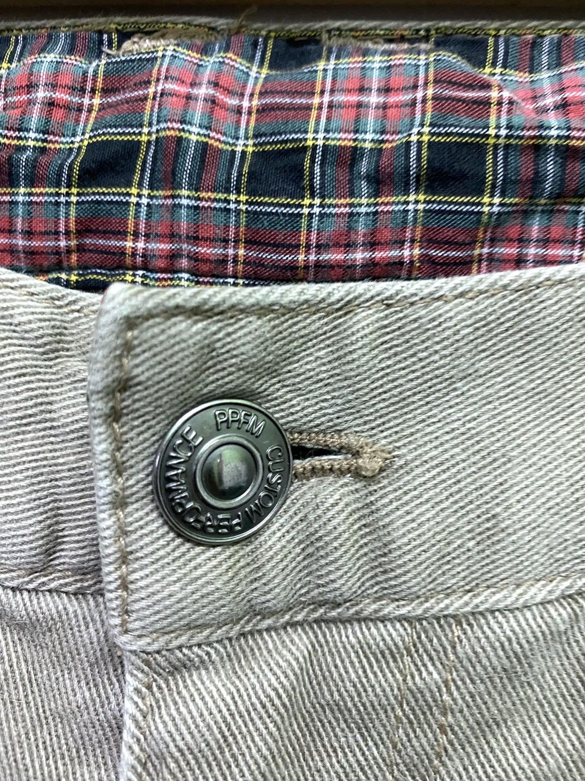 Japanese Brand × PPFM × Vintage Vintage PPFM J Curve Plaid Inside Leg Distressed Pants Size US 32 / EU 48 - 6 Thumbnail