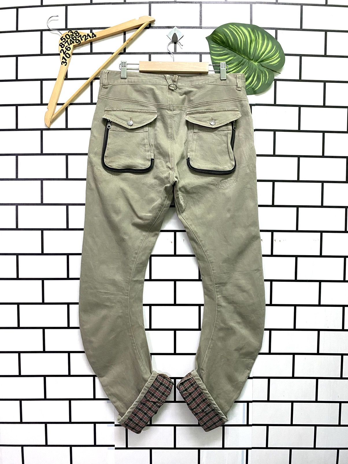 Japanese Brand × PPFM × Vintage Vintage PPFM J Curve Plaid Inside Leg Distressed Pants Size US 32 / EU 48 - 2 Thumbnail