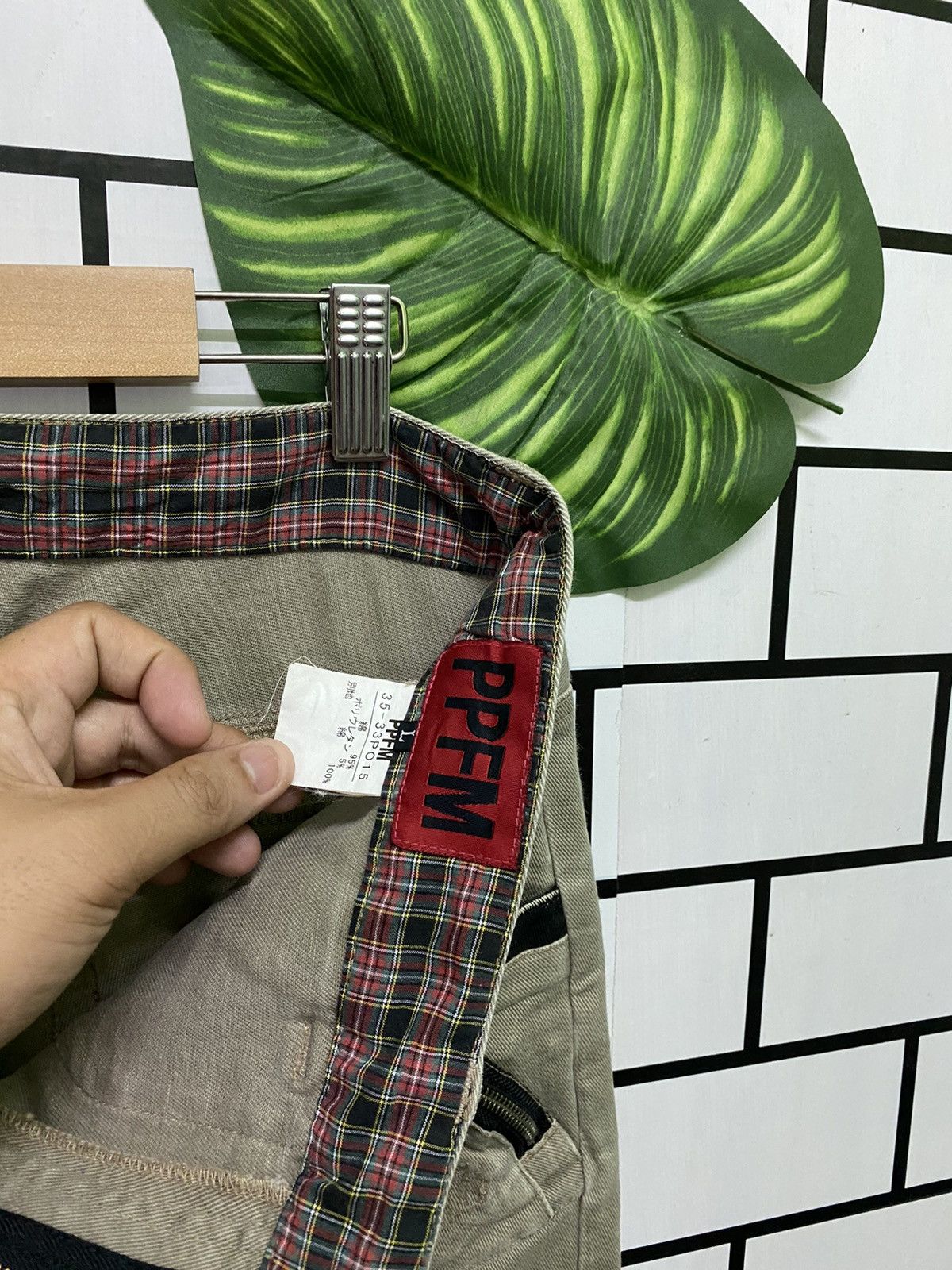 Japanese Brand × PPFM × Vintage Vintage PPFM J Curve Plaid Inside Leg Distressed Pants Size US 32 / EU 48 - 23 Thumbnail