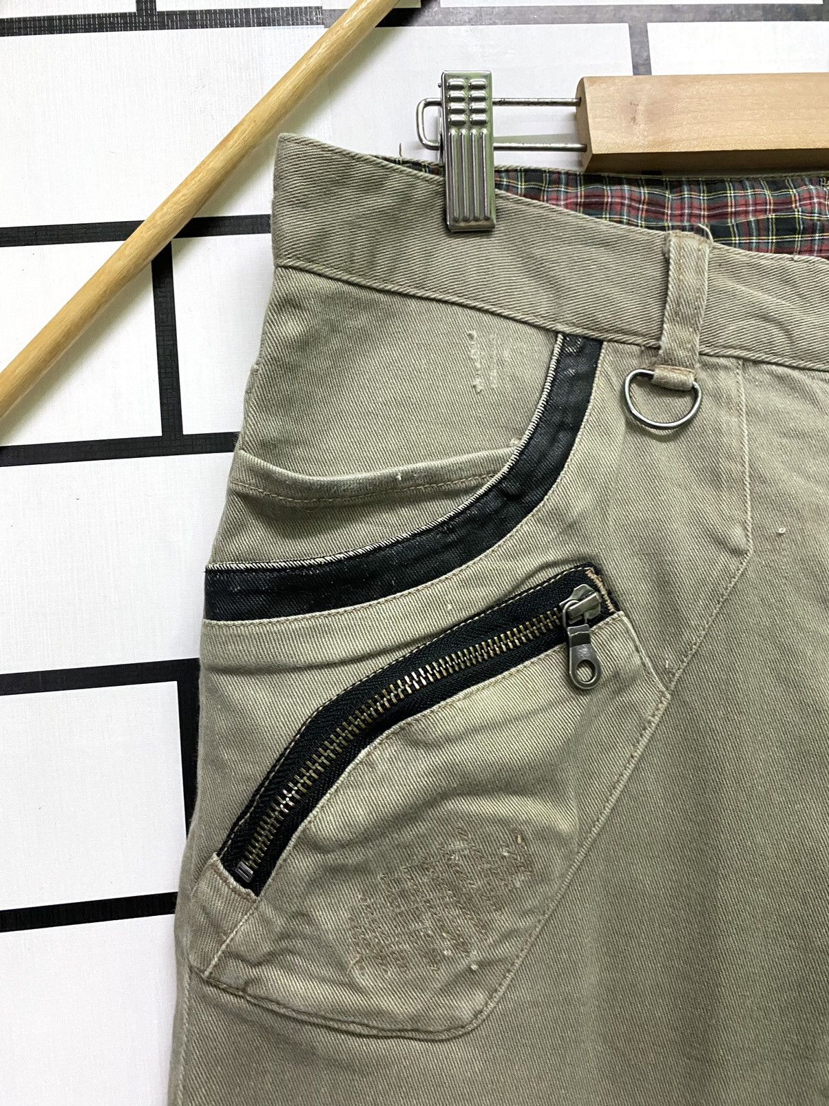 Japanese Brand × PPFM × Vintage Vintage PPFM J Curve Plaid Inside Leg Distressed Pants Size US 32 / EU 48 - 4 Thumbnail
