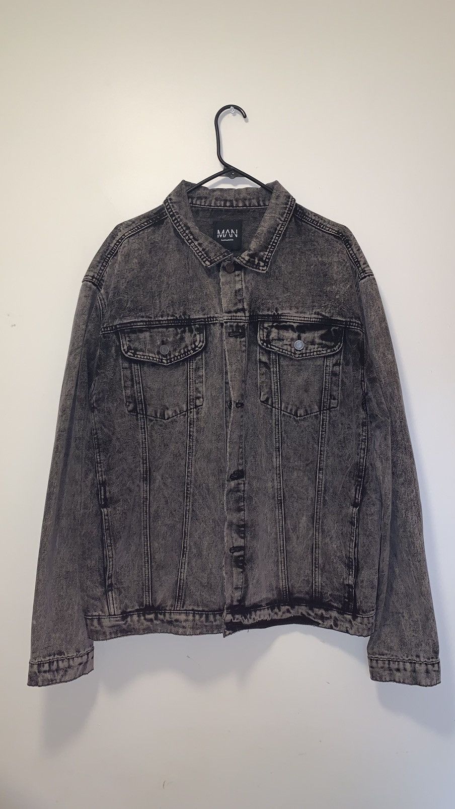 Boohoo Acid wash black Jean jacket Grailed