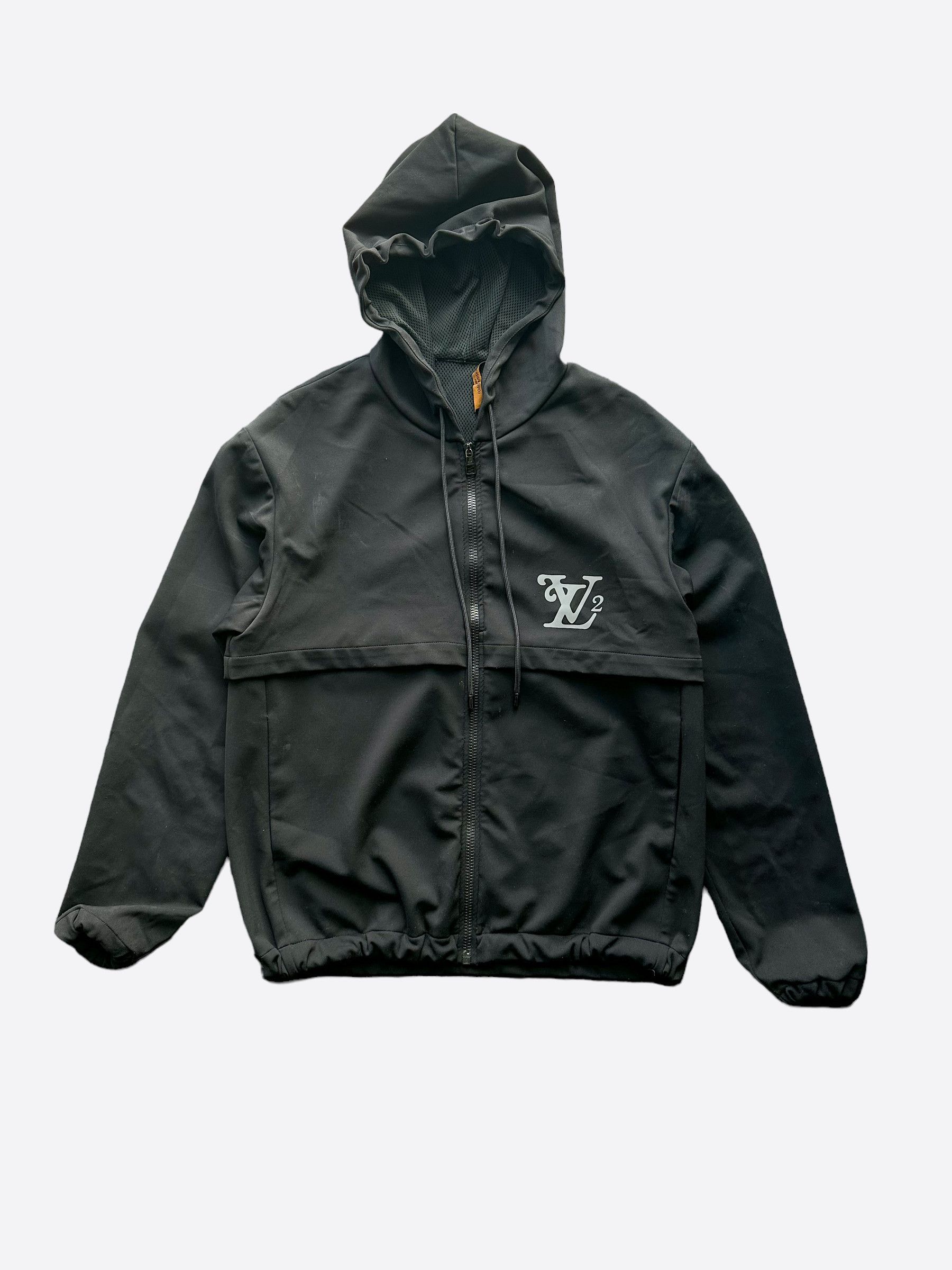 image of Louis Vuitton Nigo Black Logo Zip Up Windbreaker, Men's (Size Medium)
