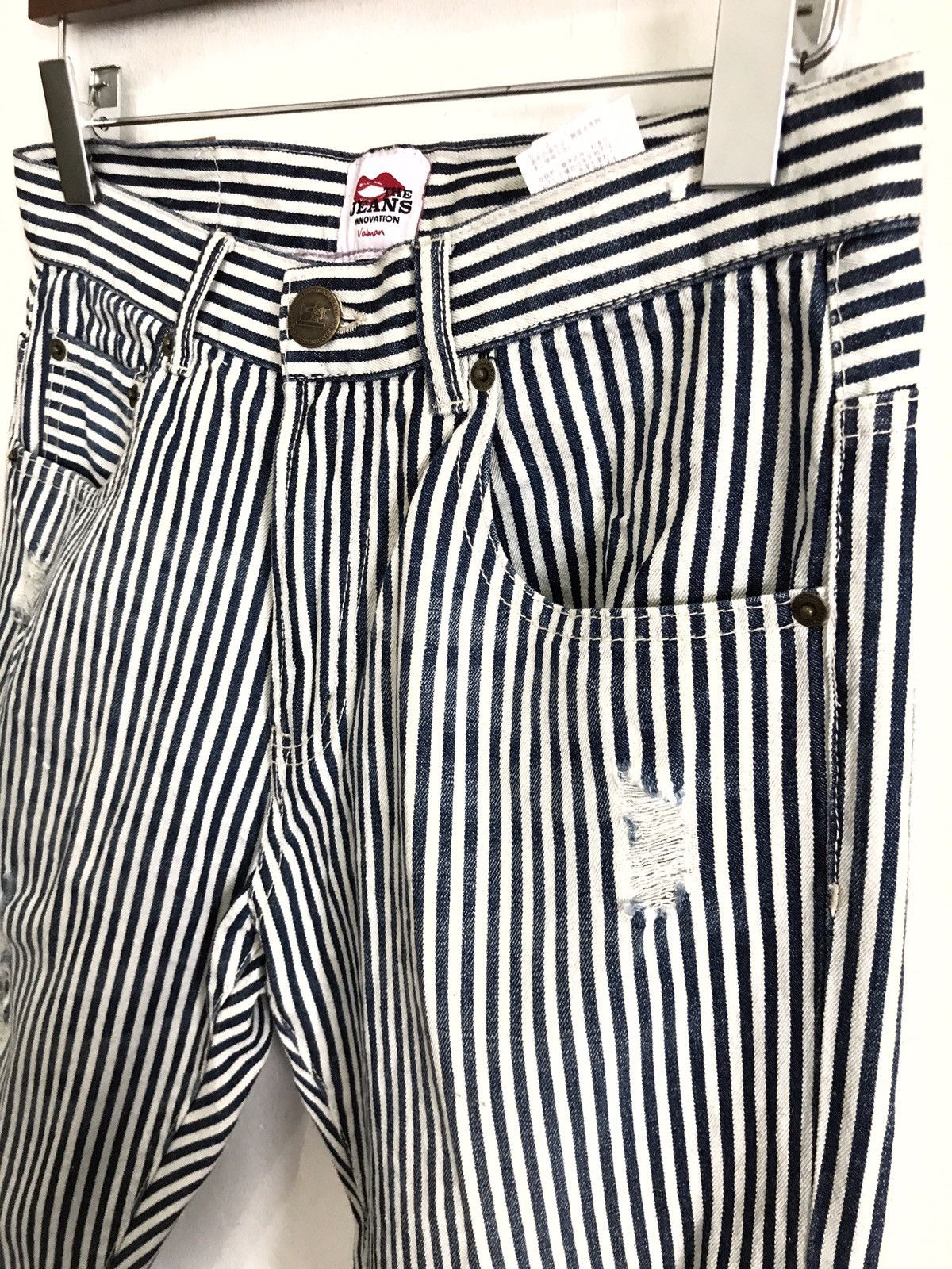 Designer × Japanese Brand Japanese Designer Jeans Valman Ripped Stripes Size US 29 - 4 Thumbnail