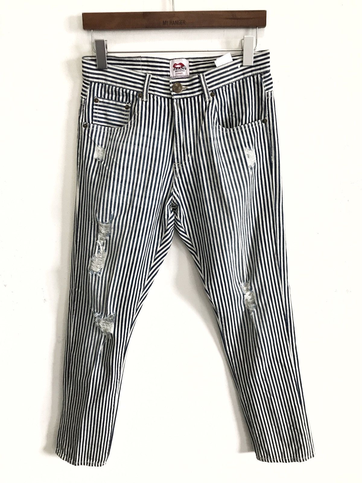 Japanese Designer Jeans Valman Ripped Stripes