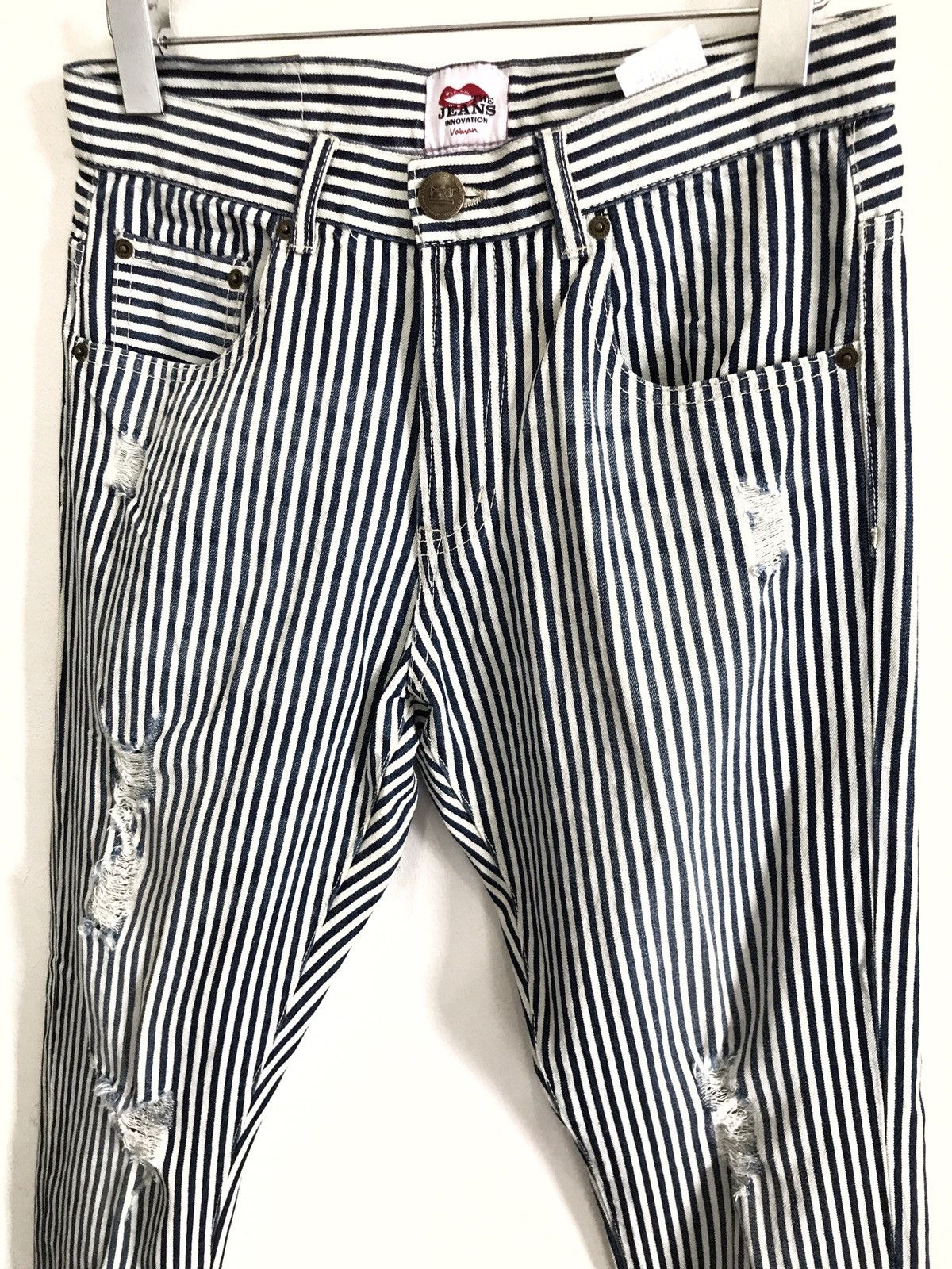Designer × Japanese Brand Japanese Designer Jeans Valman Ripped Stripes Size US 29 - 2 Thumbnail