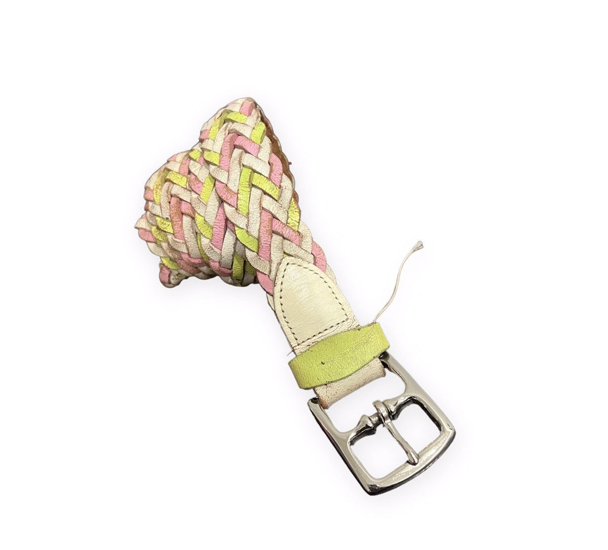 image of Buckle x Leather Braided Colourful Belt, Men's