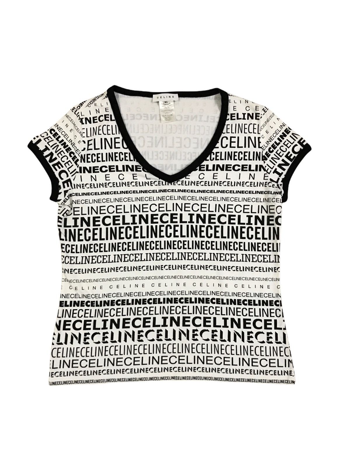 Celine Vintage Celine All Overprint Spell Out Logo T-Shirt Size US XS / EU 42 / 0 - 1 Thumbnail