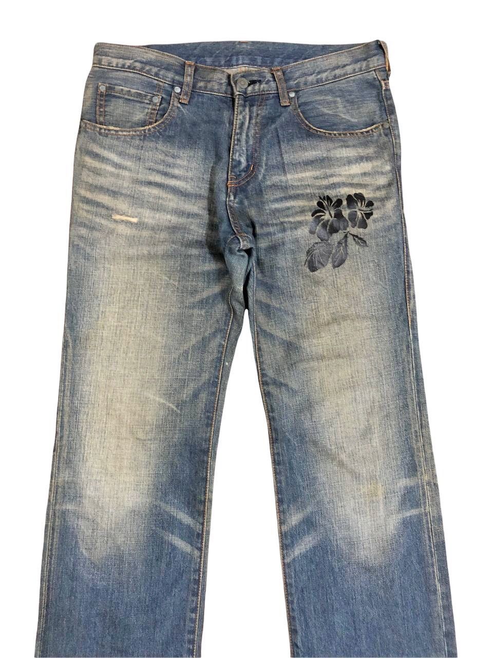 ABAHOUSE Japanese Brand Abahouse Distressed Printed Flower Jeans Size US 31 - 3 Thumbnail