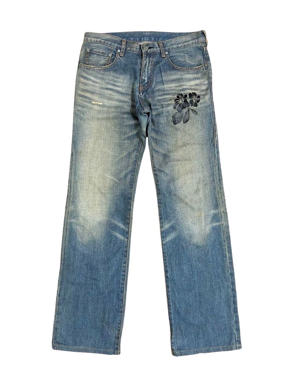 ABAHOUSE Japanese Brand Abahouse Distressed Printed Flower Jeans Size US 31 - 1 Thumbnail