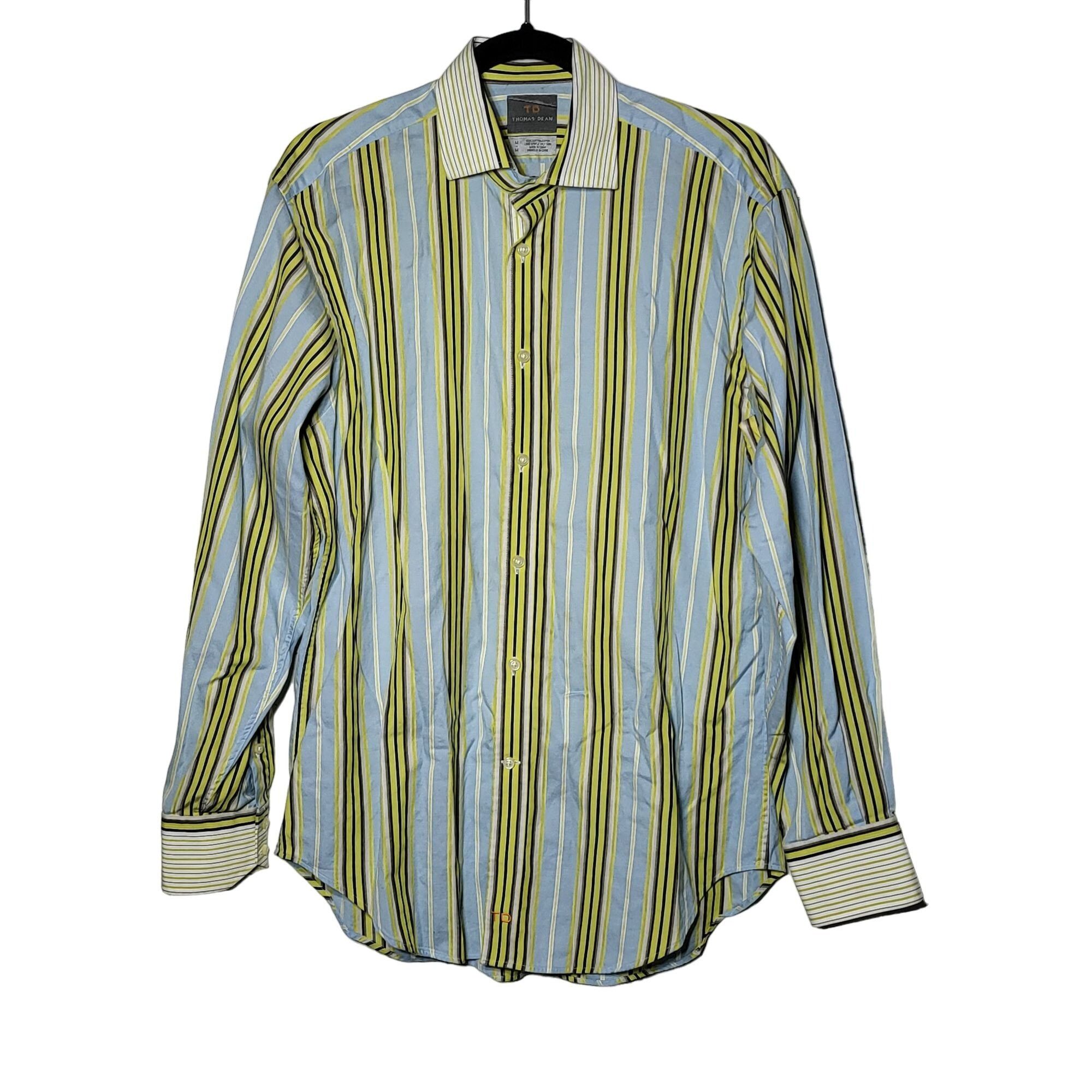 Thomas Dean Thomas Dean Contract Cuff and Collar Striped Dress Shirt ...