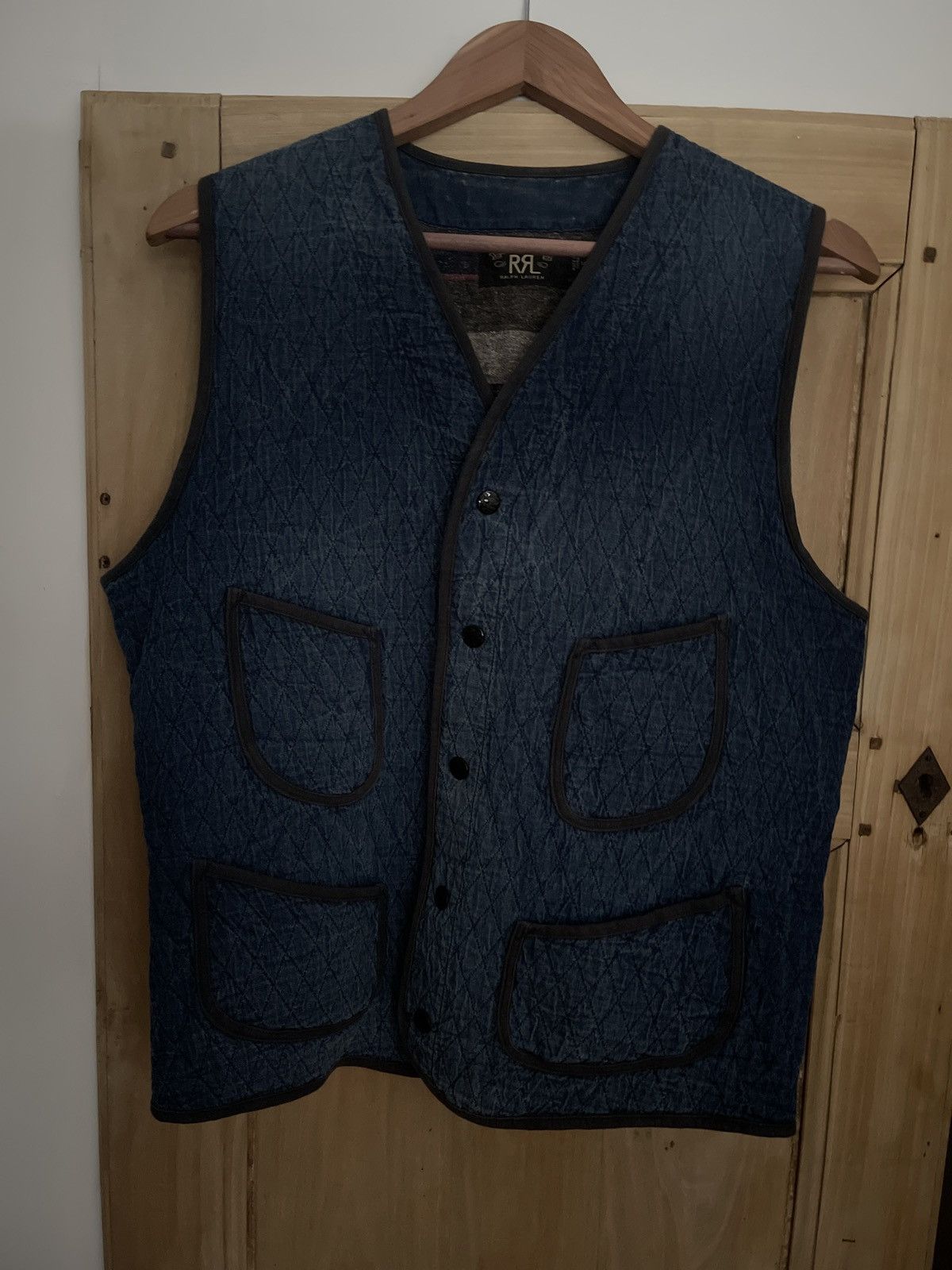 image of Rrl Ralph Lauren Rrl Diamond Quilted Vest in Indigo, Men's (Size Medium)