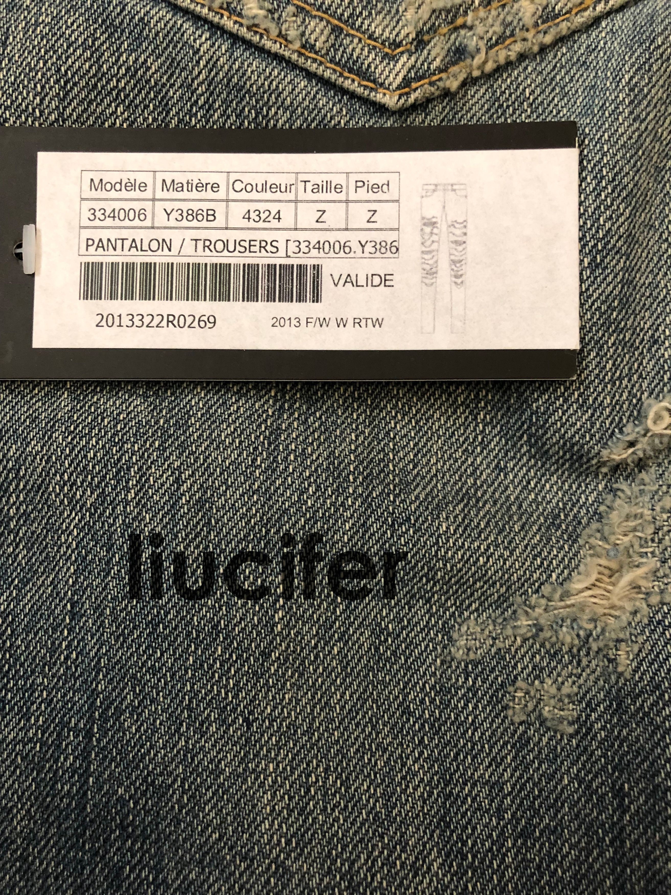 Hedi Slimane × Saint Laurent Paris 🔥FW13🔥 CHAIN DENIM LITTLE CRASH DISTRESSED SKINNY SAMPLE Size US 27 - 8 Thumbnail