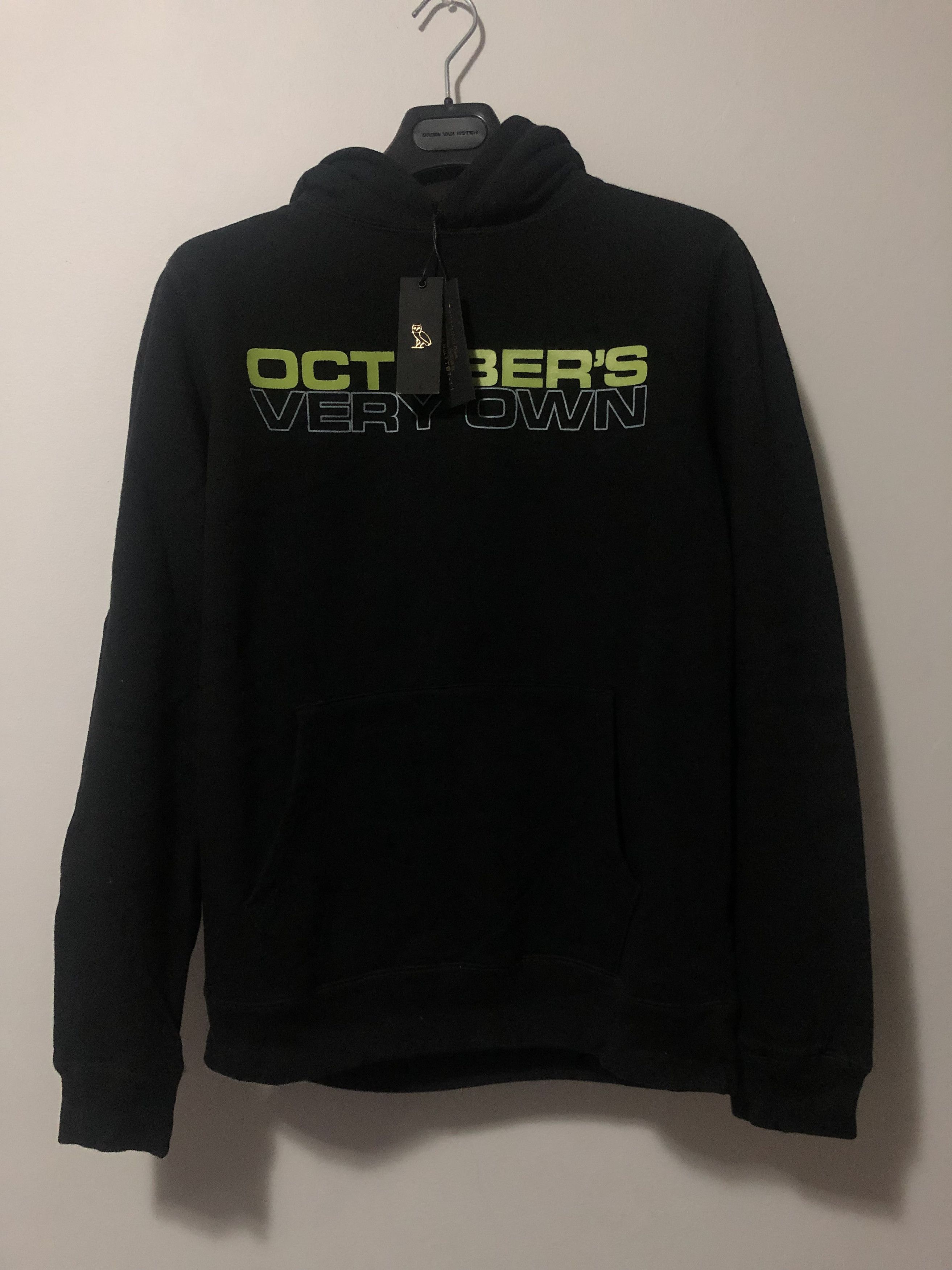 image of Drake x Octobers Very Own Retro Black & Green Logo Hoodie, Men's (Size Small)