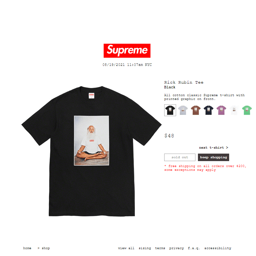 Supreme Supreme Rick Rubin Photo Tee Black Size US M / EU 48-50 / 2 - 5 Thumbnail