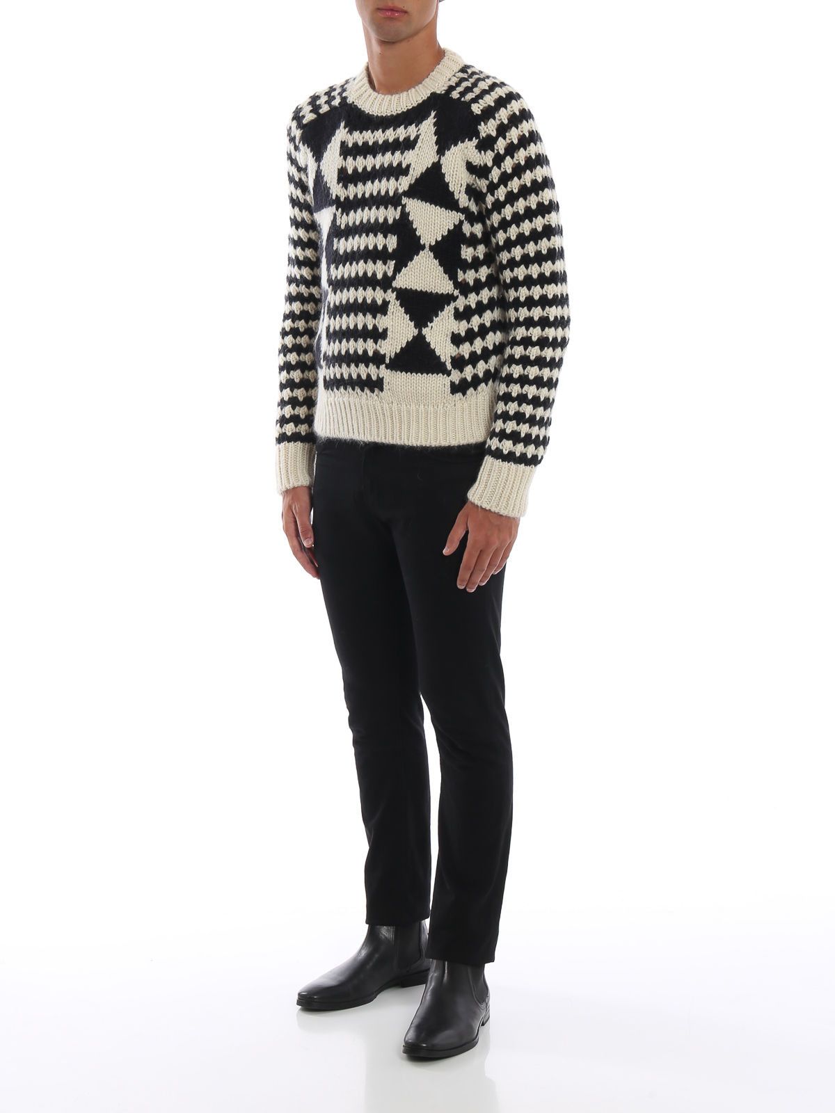 Saint Laurent Paris FW18 Boxy Graphic Knit Sweater Size US XL / EU 56 / 4 - 2 Thumbnail