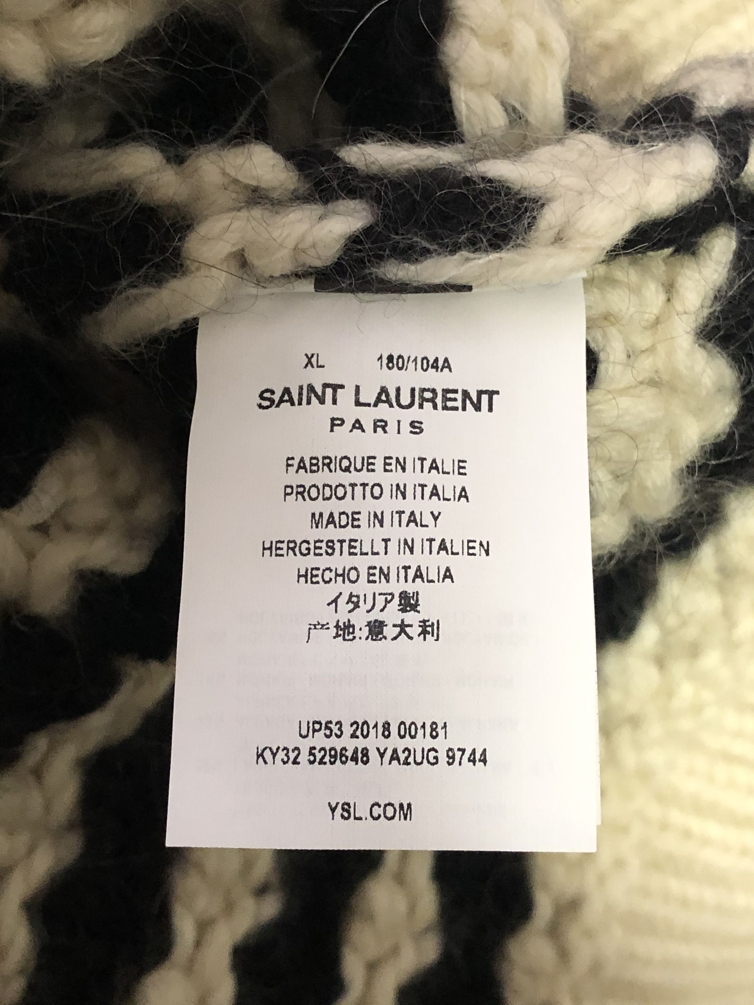 Saint Laurent Paris FW18 Boxy Graphic Knit Sweater Size US XL / EU 56 / 4 - 5 Thumbnail