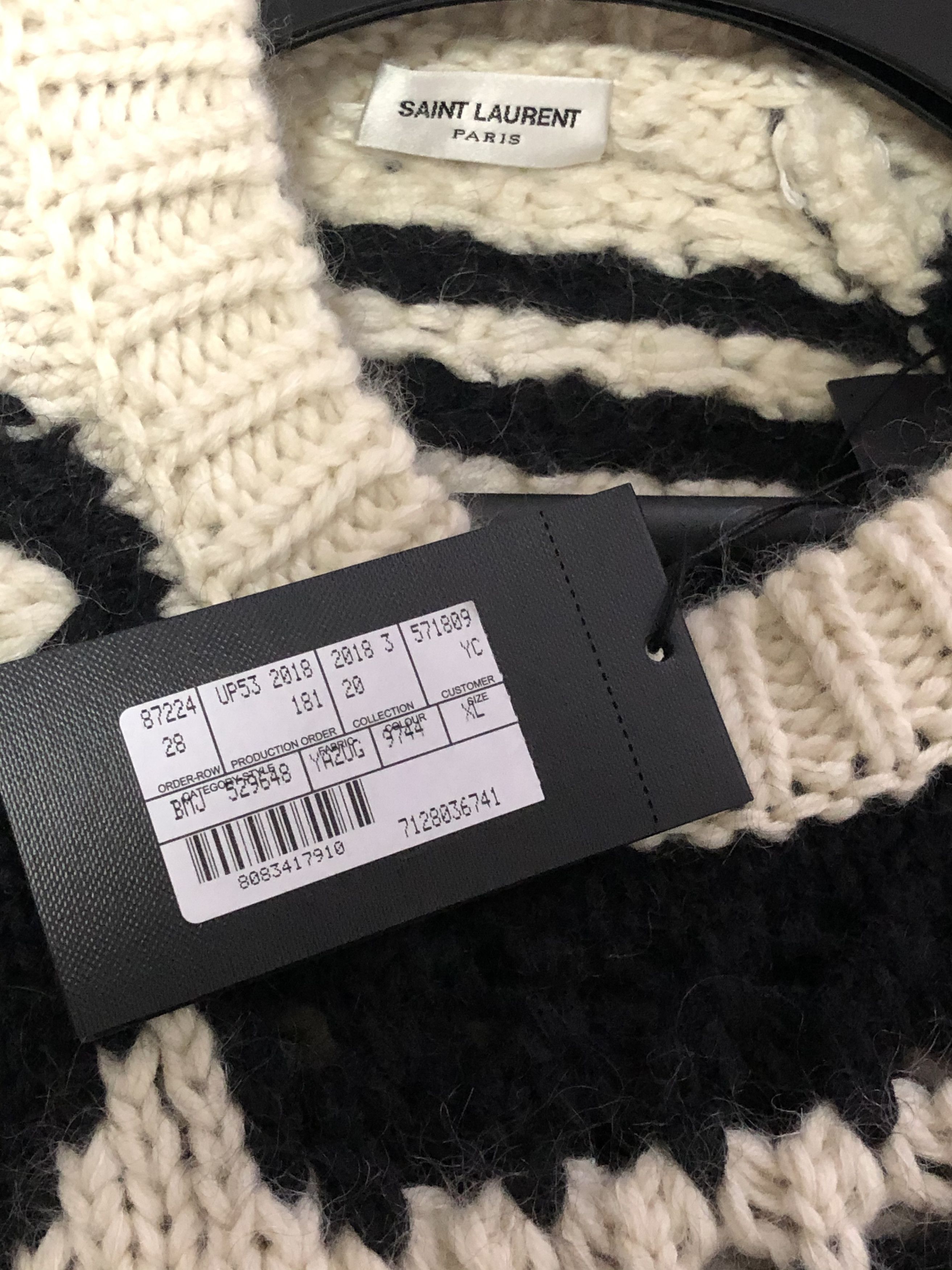 Saint Laurent Paris FW18 Boxy Graphic Knit Sweater Size US XL / EU 56 / 4 - 7 Thumbnail
