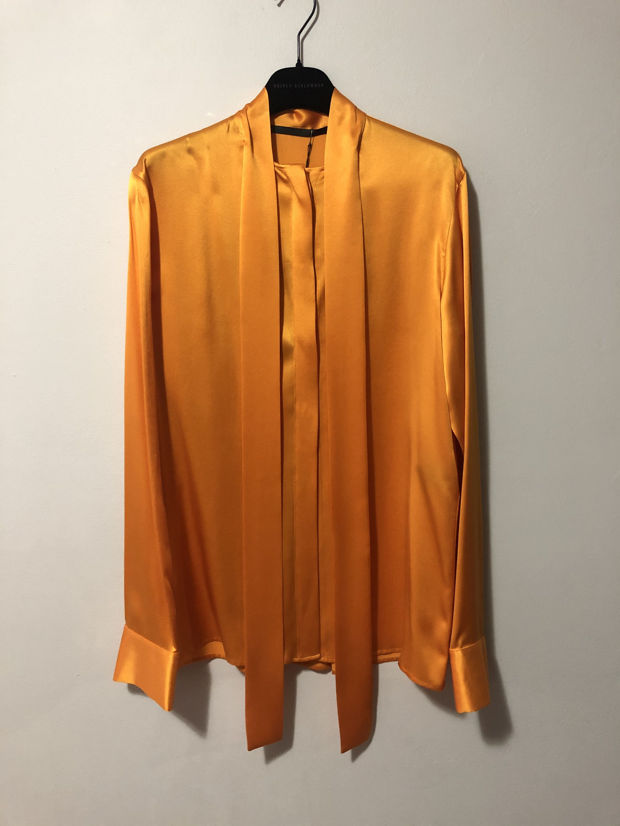 image of Haider Ackermann Orange Silk Dali Shirt, Men's (Size Small)