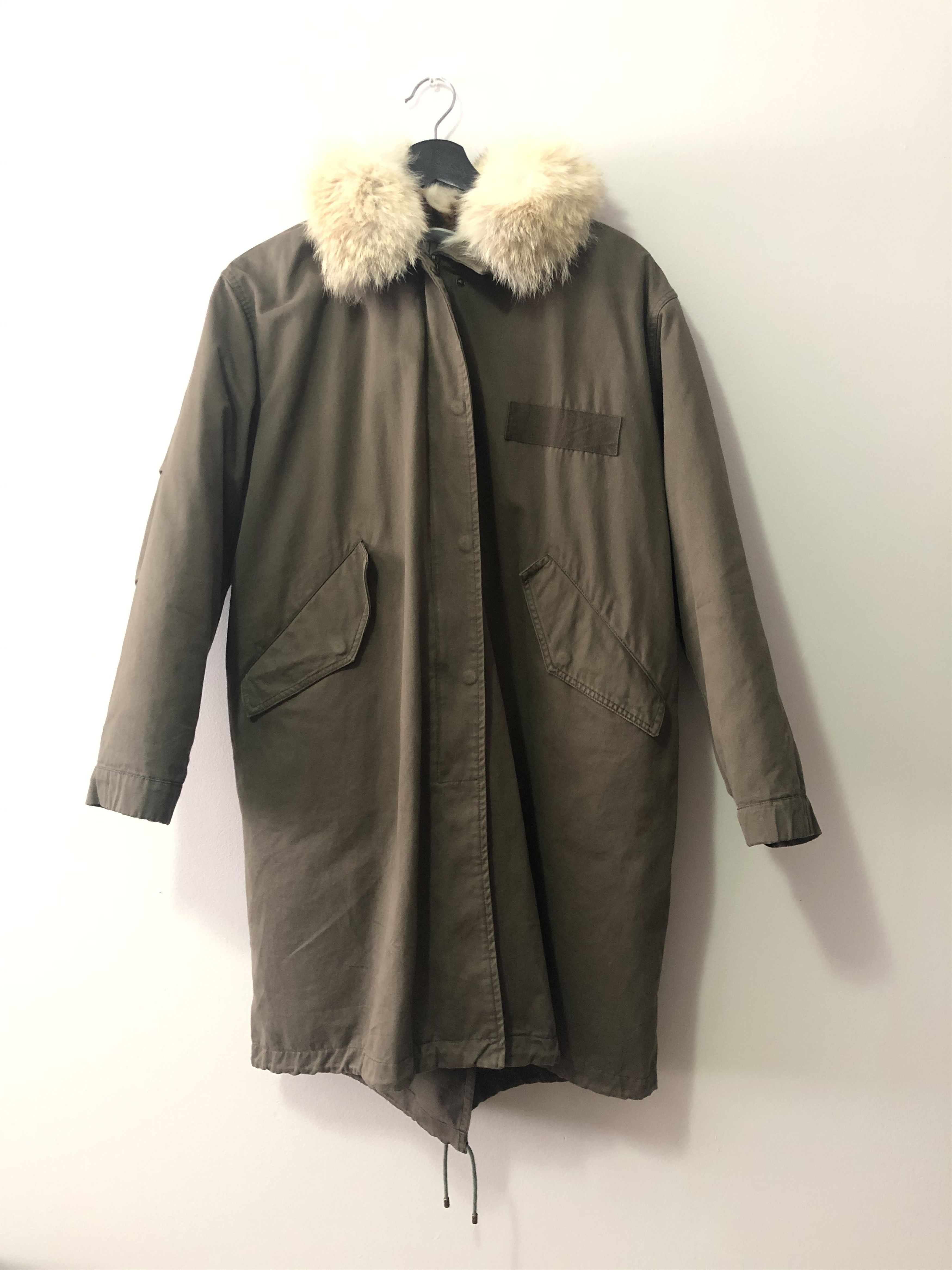 Yves Salomon Rabbit Coyote Fur-Lined Fishtail Parka Size US S / EU 44-46 / 1 - 3 Thumbnail