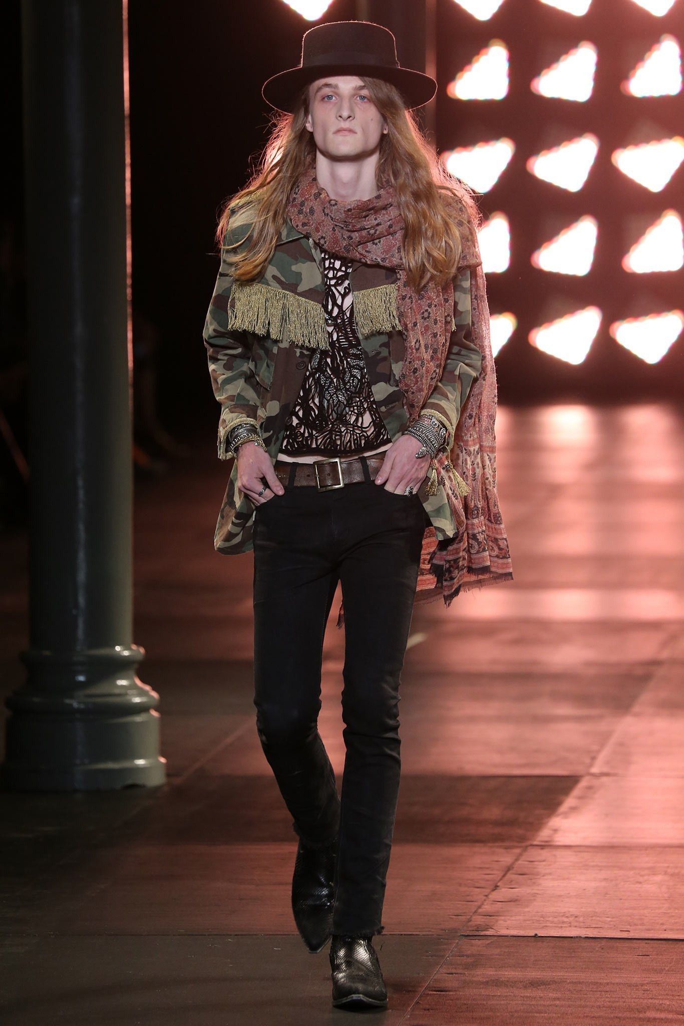 Hedi Slimane × Saint Laurent Paris SS15 RUNWAY PSYCH ROCK MILITARY FRINGE TASSEL JACKET Size US XS / EU 42 / 0 - 1 Thumbnail