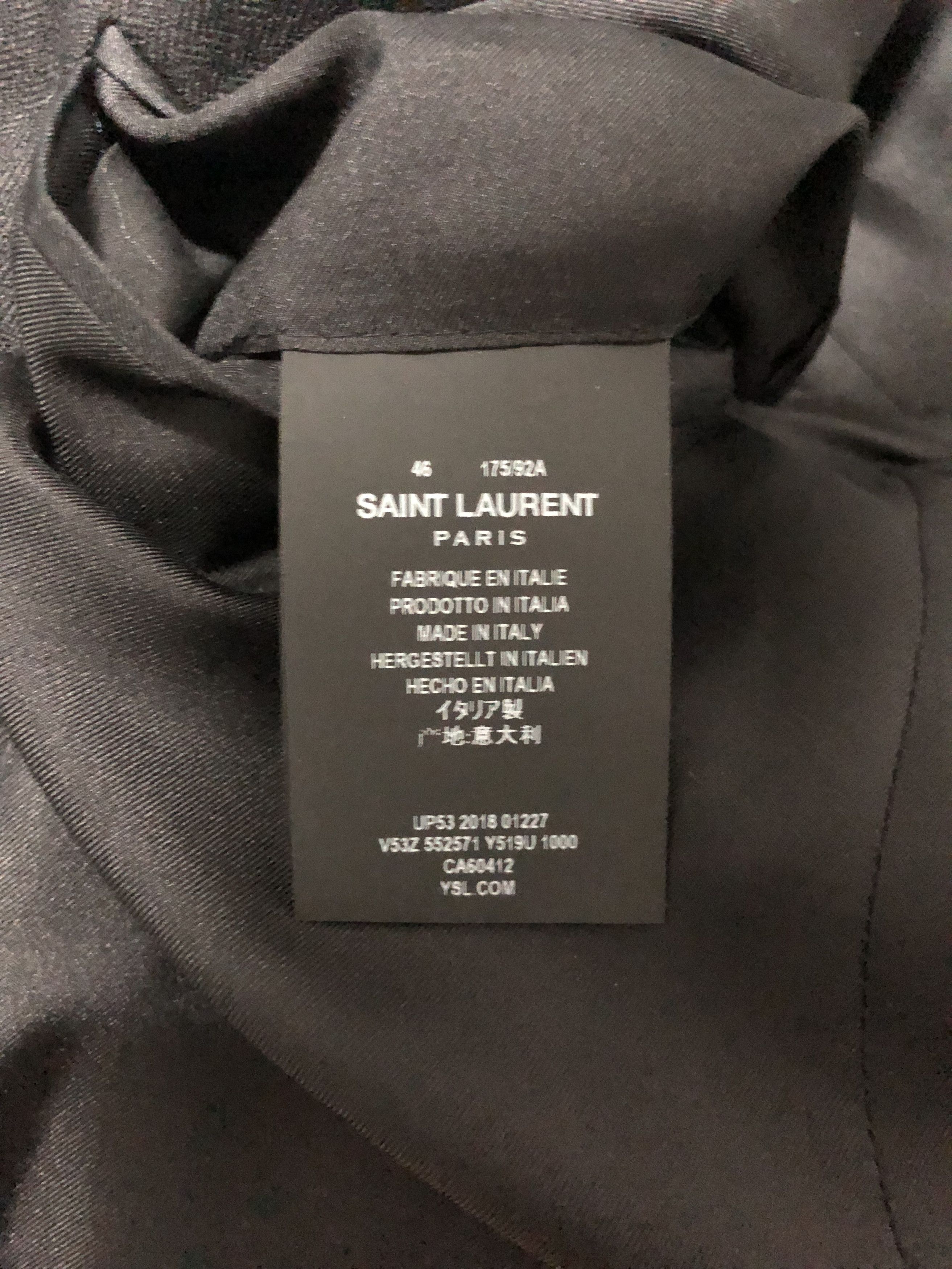 Saint Laurent Paris SS19 RUNWAY Leather Panel Blazer Size 46R - 6 Thumbnail